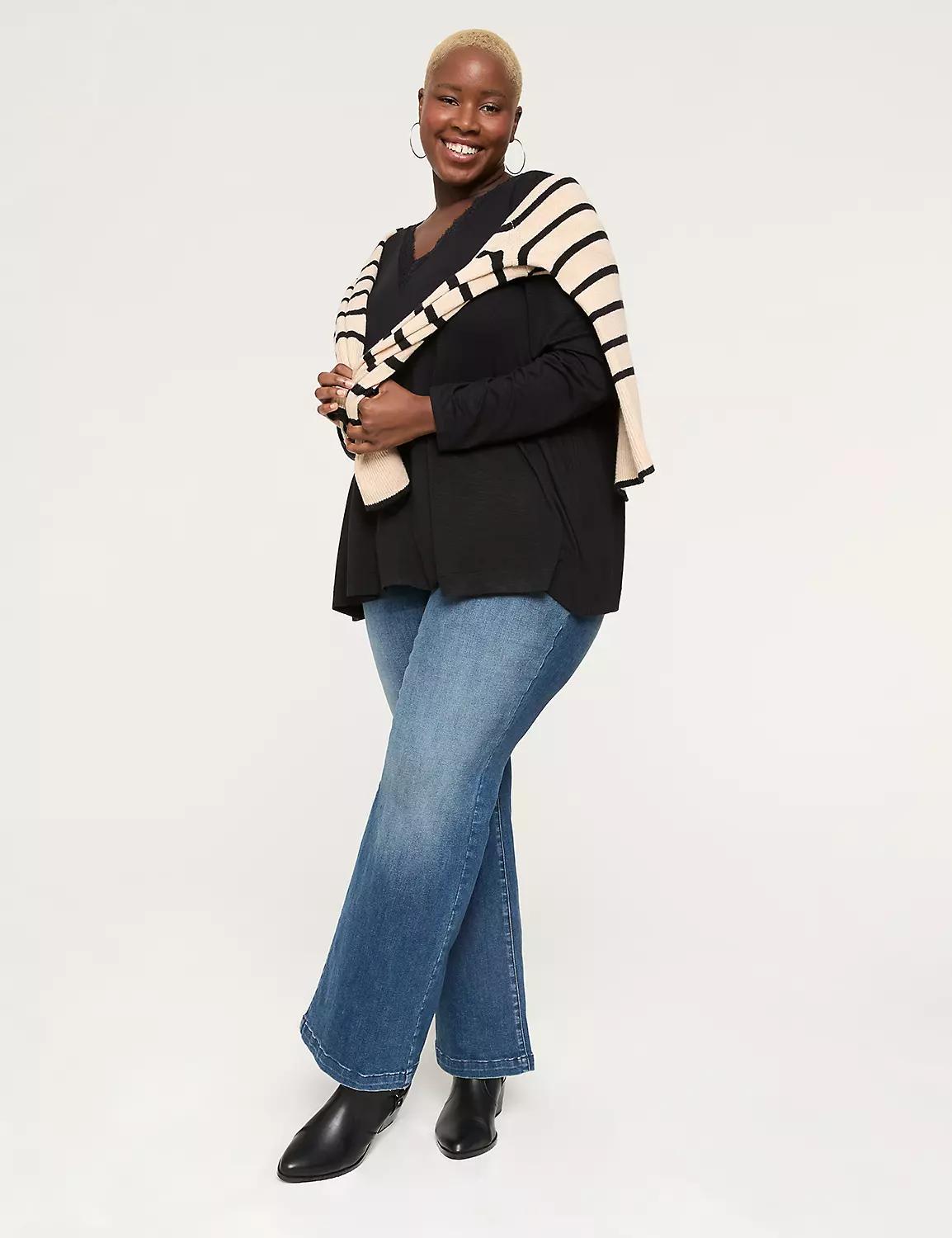 Swing V-Neck Lace-Trim Top Product Image