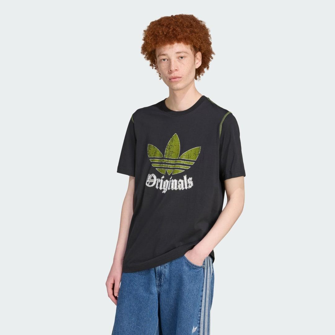 adidas Distressed Graphic Tee Cloud White S Mens Product Image