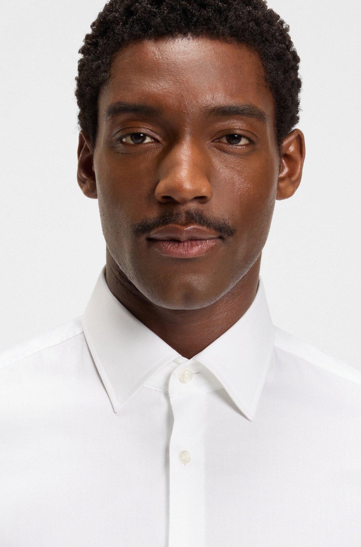 BOSS - Slim-fit shirt in easy-iron cotton poplin - White Product Image