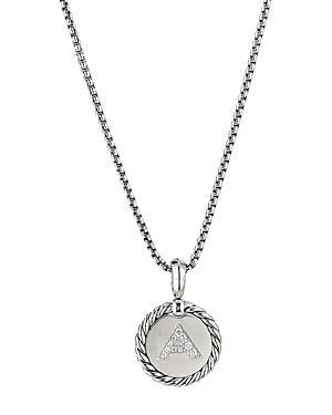 David Yurman Sterling Silver Cable Collectibles Initial Charm Necklace with Diamonds, 18 Product Image