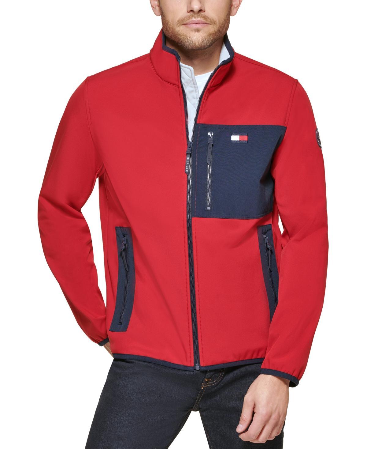 Men's Tommy Hilfiger Softshell Stand Collar Jacket, Size: Medium, White Product Image