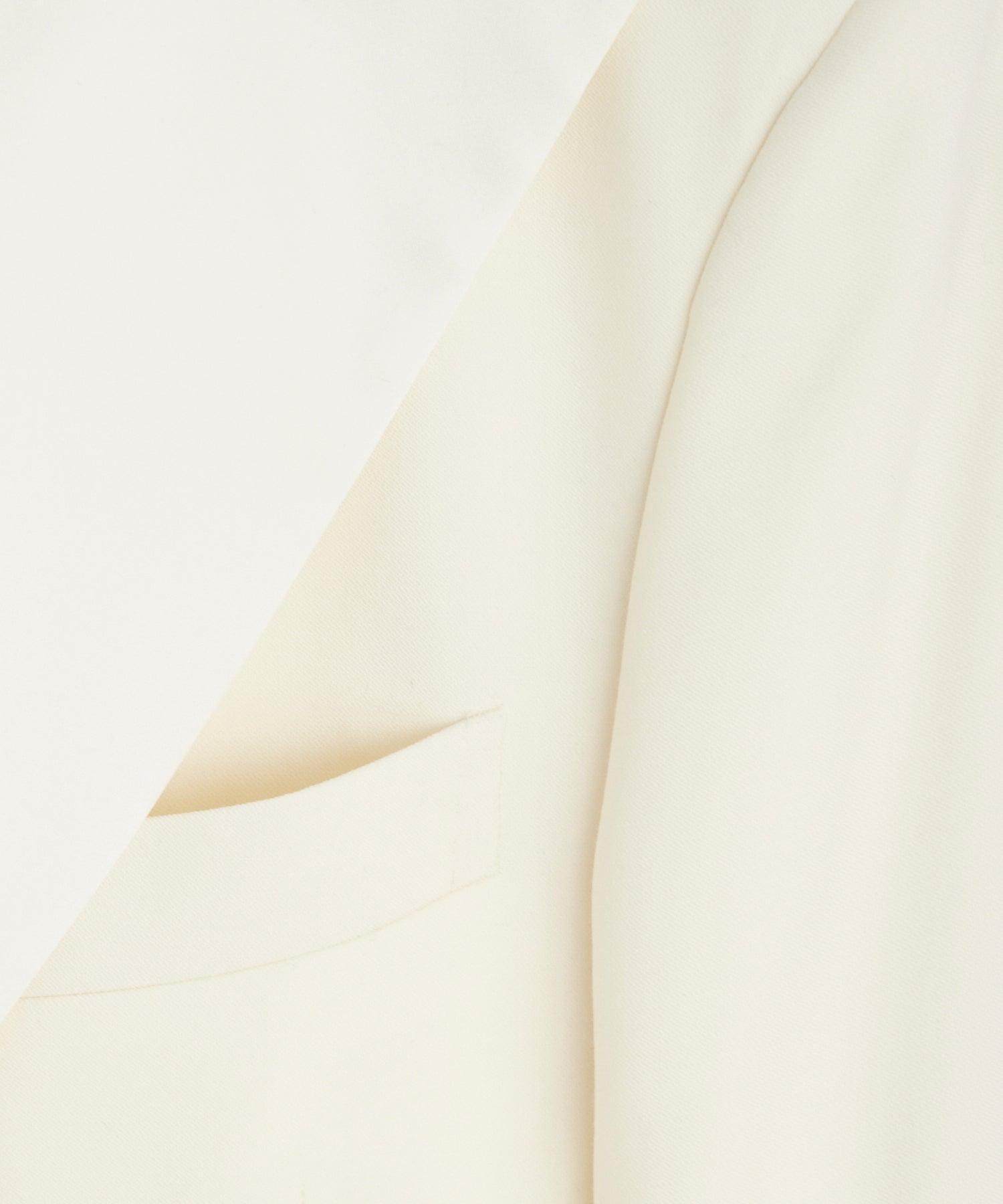 Relaxed Italian Wool Double-Breasted Tuxedo in Ivory Product Image