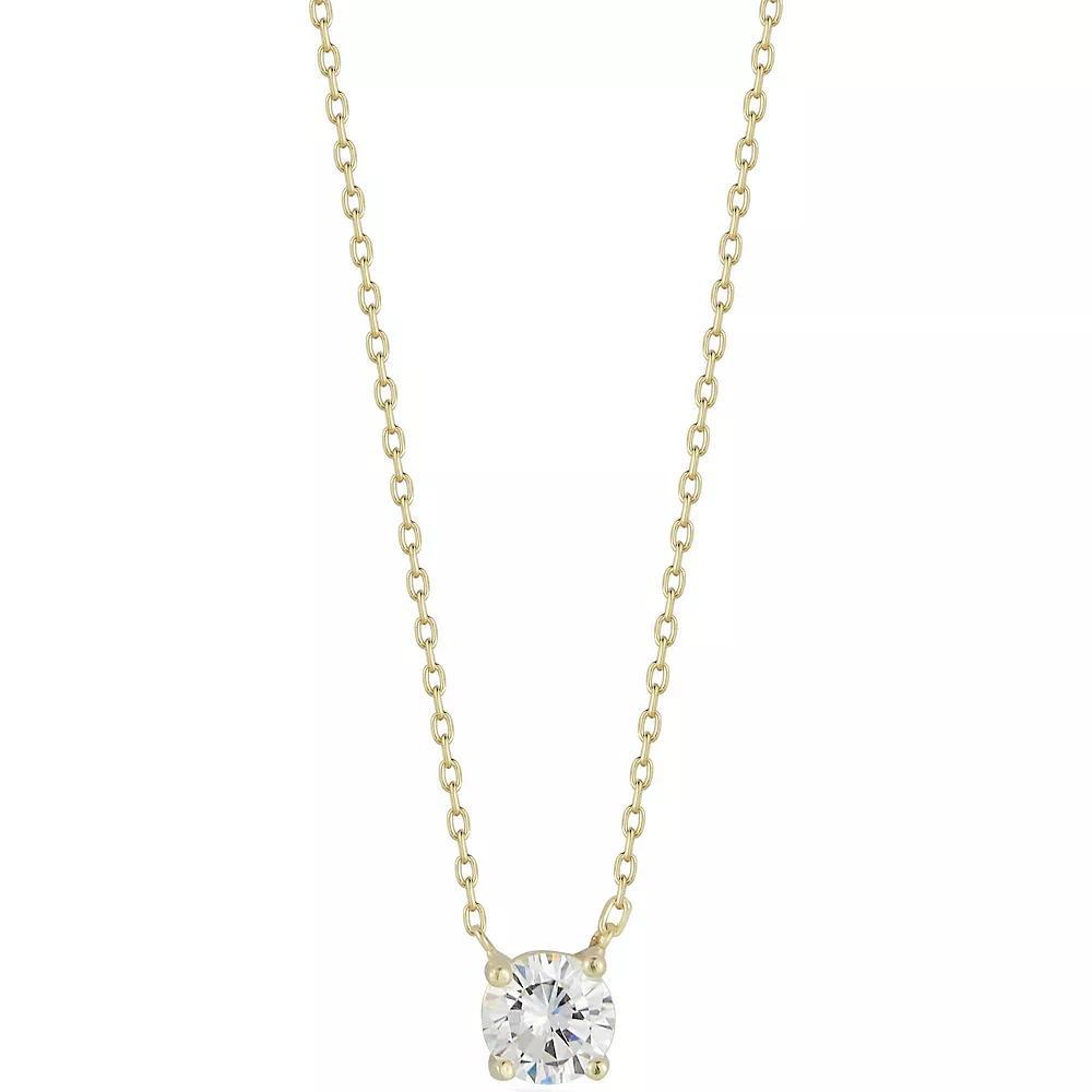 Sunkissed Sterling Cubic Zirconia Solitaire Necklace, Women's, Size: 18", Gold Tone Product Image