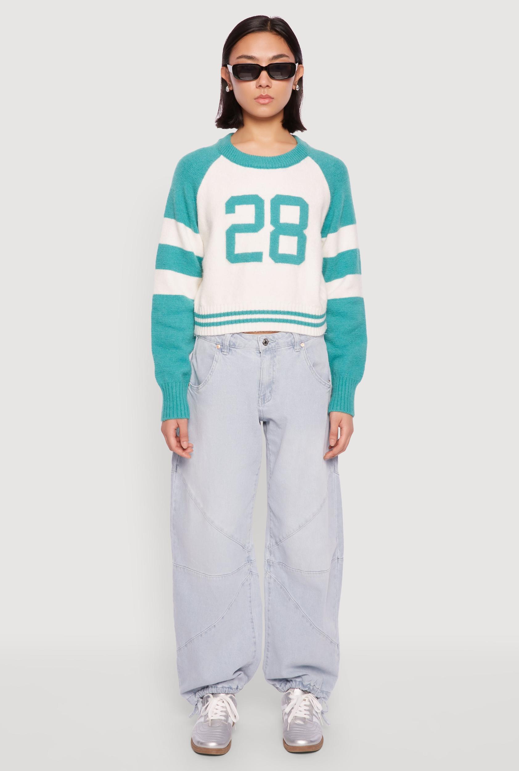 Womens Daisy 28 Varsity Stripe Graphic Sweater Product Image