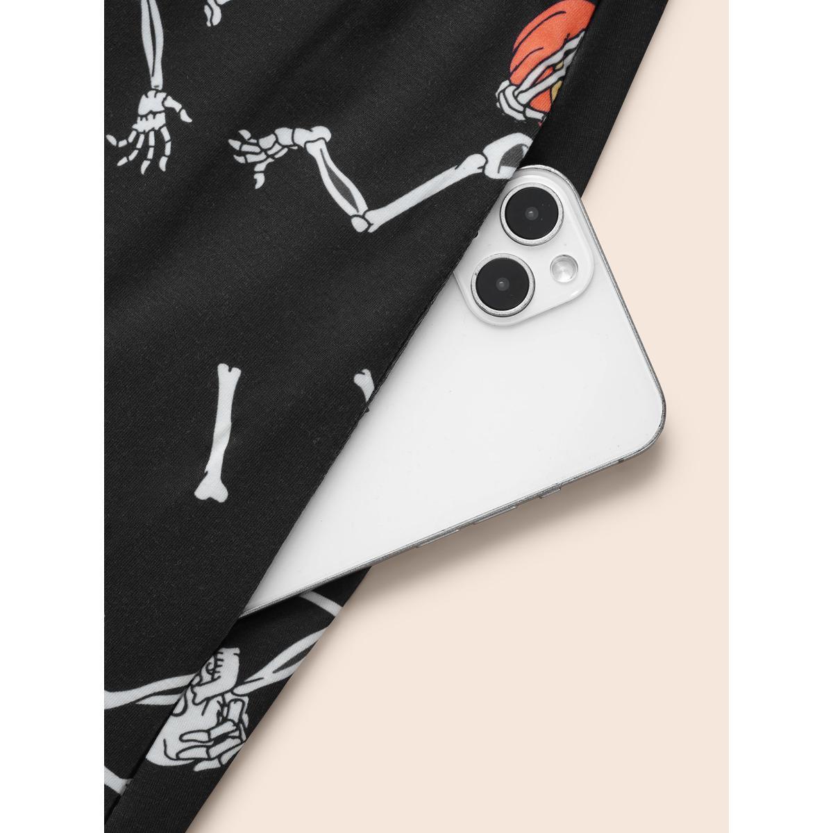 Plus Size Pumpkin Skeleton Elastic Waist Midi Dress Black Women Cocktail Non Party Curvy Bloomchic 22-24/3X Product Image