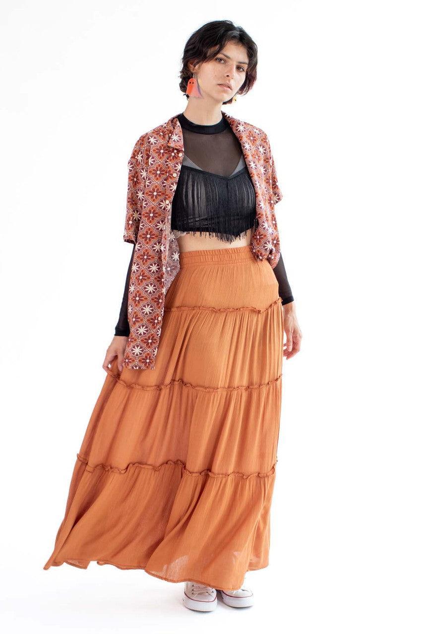 Black Long Sleeve Fringe Trim Mesh Top Product Image