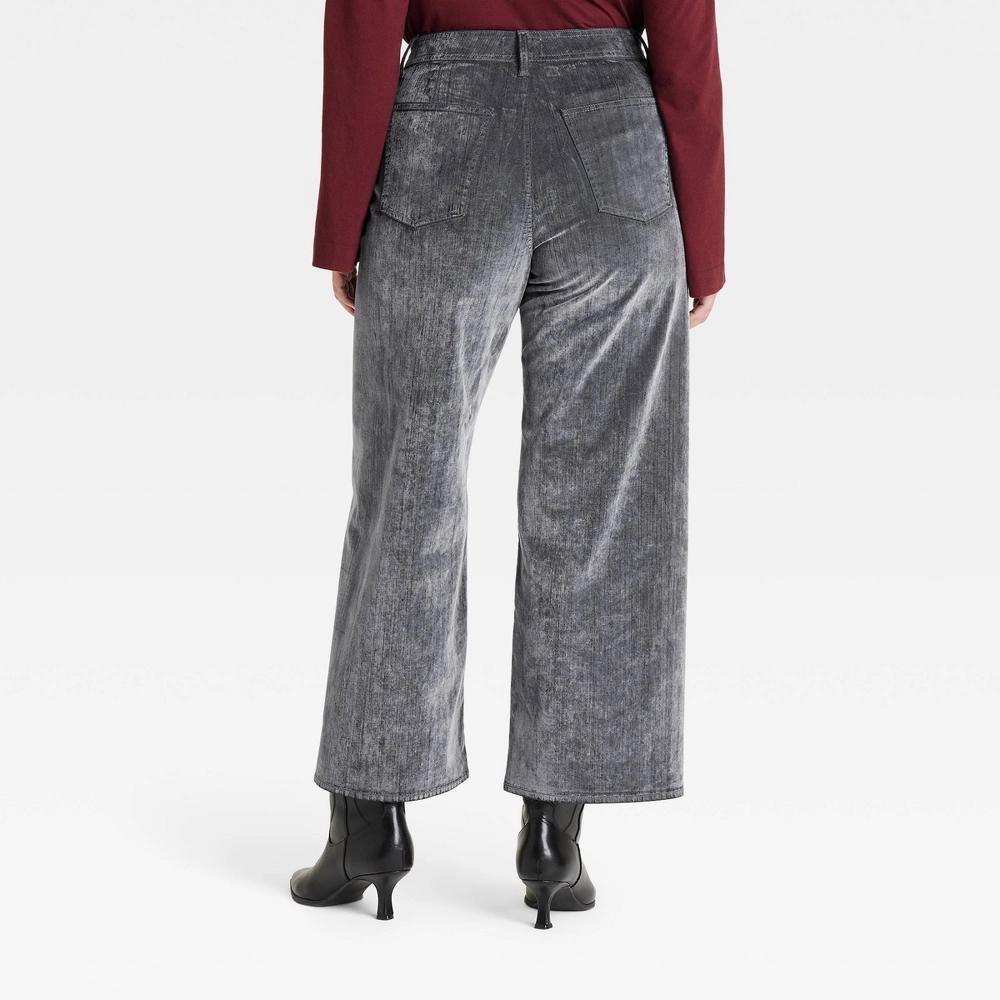 Women's High-Rise Holiday Flocked Sailor Wide Leg Ankle Jeans - Universal Thread™ Gray 6 Product Image