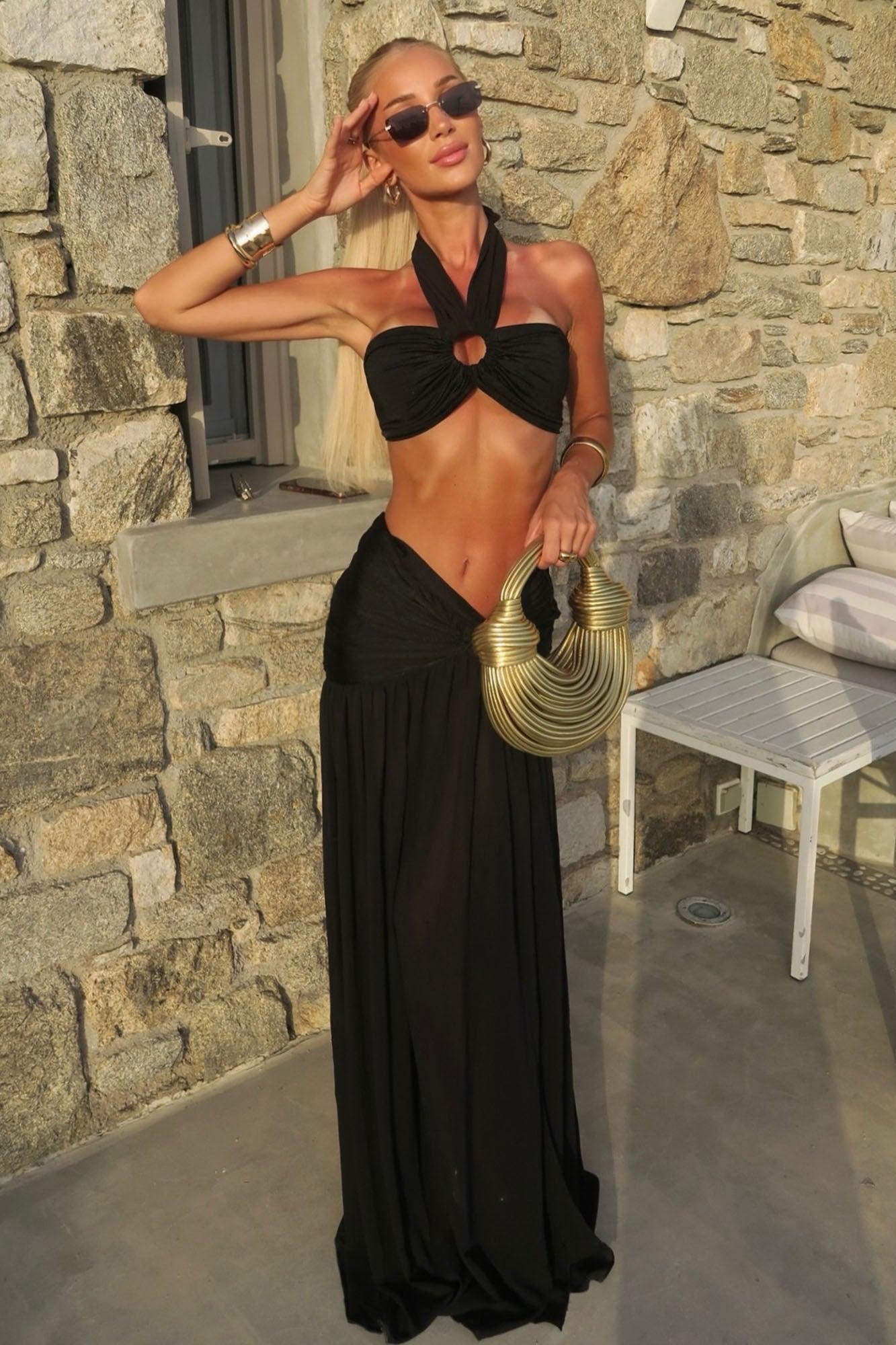 Blissful Day Maxi Skirt Set - Black Female Product Image