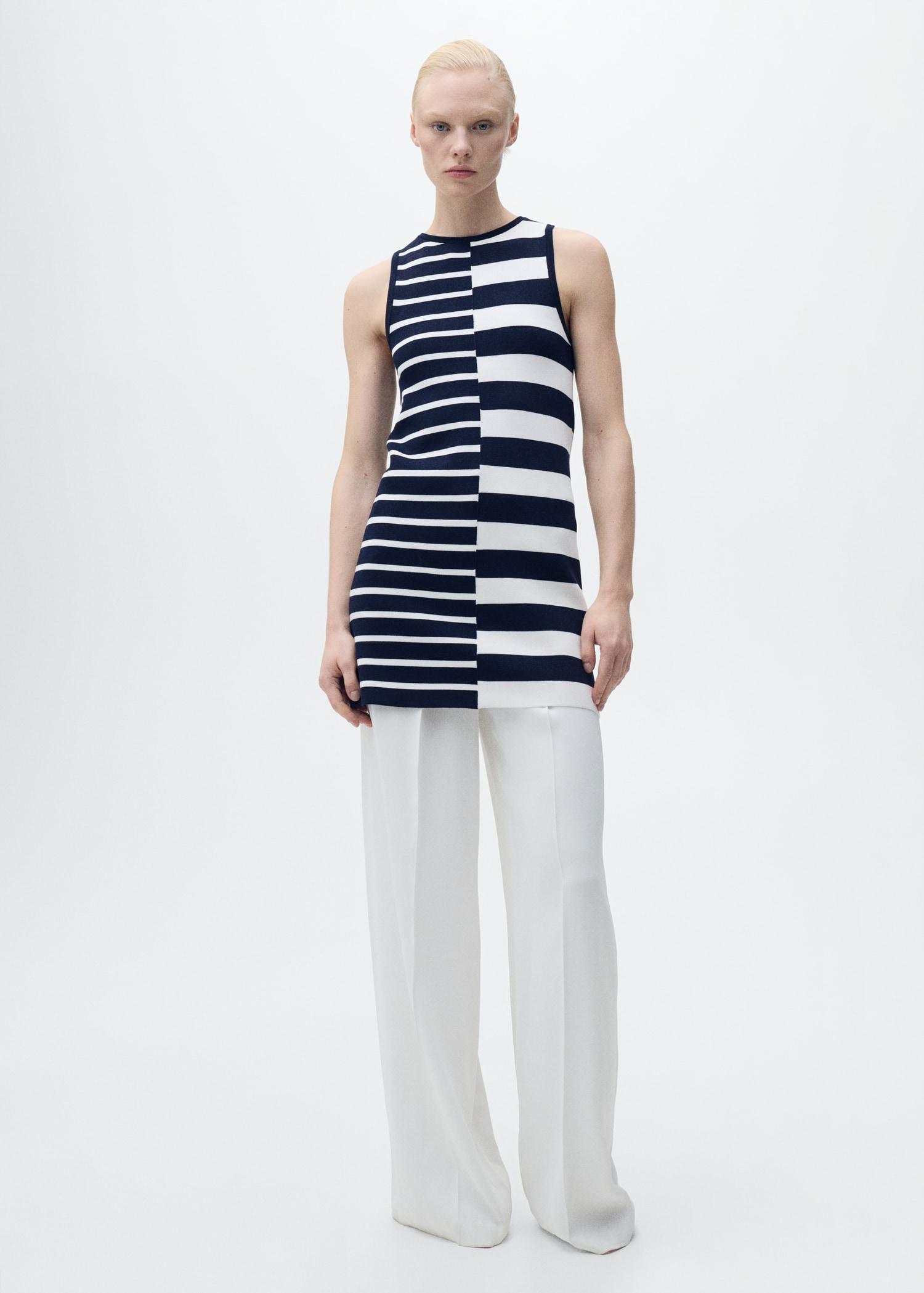Knitted dress with combined stripes - Women | MANGO USA Product Image