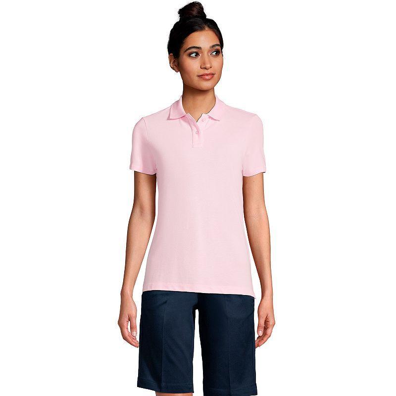 Womens Lands End School Uniform Short Sleeve Mesh Polo Shirt Red Product Image