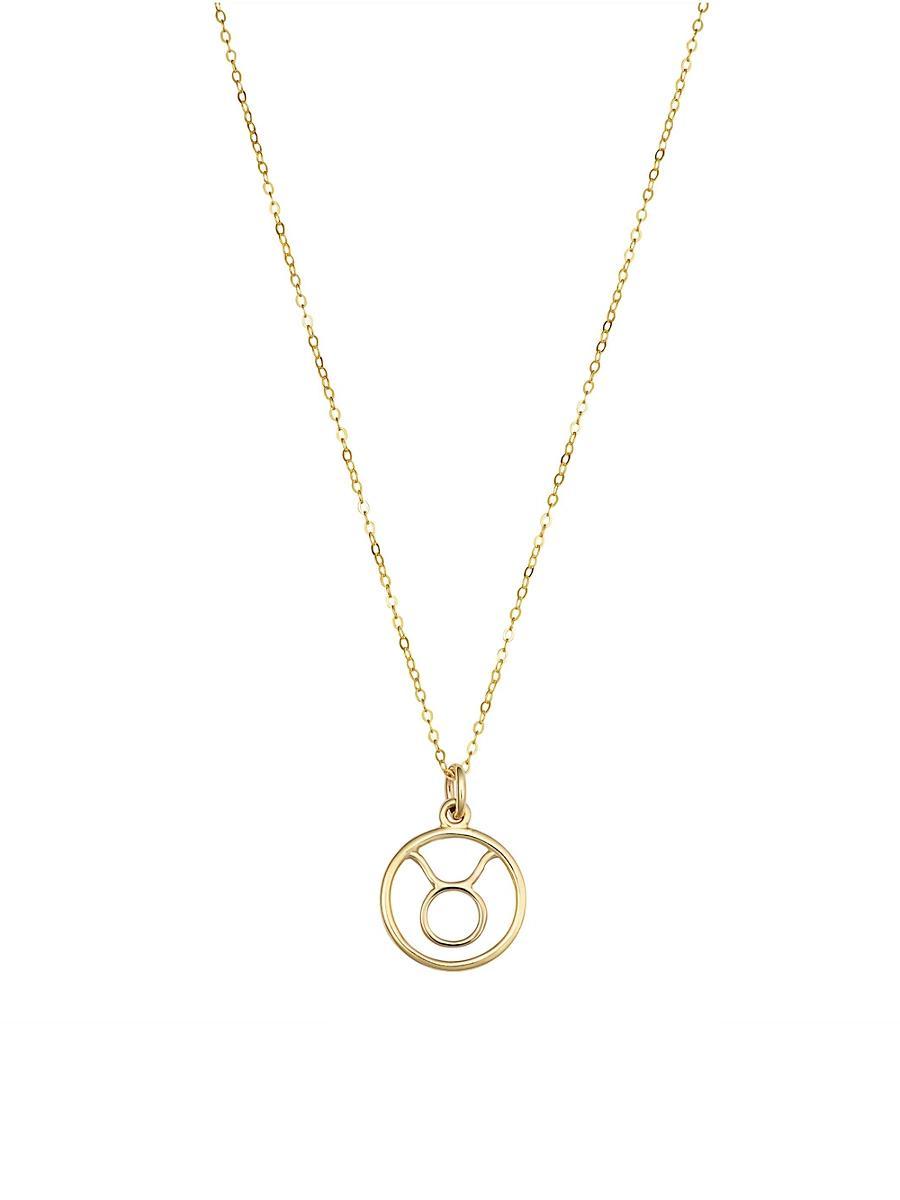 Womens 14K Yellow Solid Gold Zodiac Pendant Necklace Product Image
