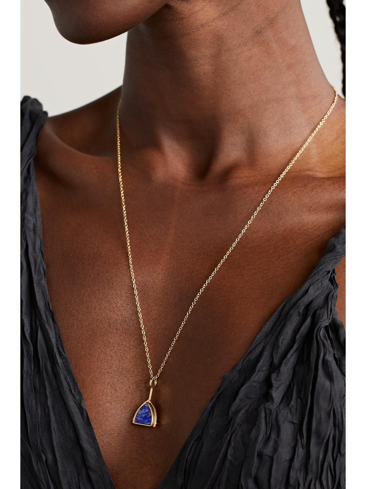 MATEO Flip 14-karat Gold, Lapis Lazuli And Diamond Necklace Product Image