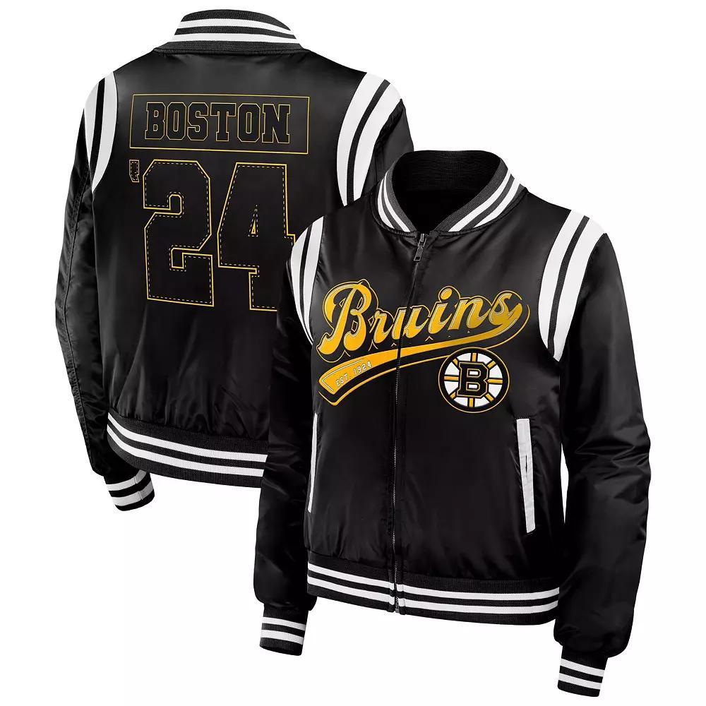 Womens WEAR by Erin Andrews Boston Bruins Baller Full-Zip Bomber Jacket Product Image