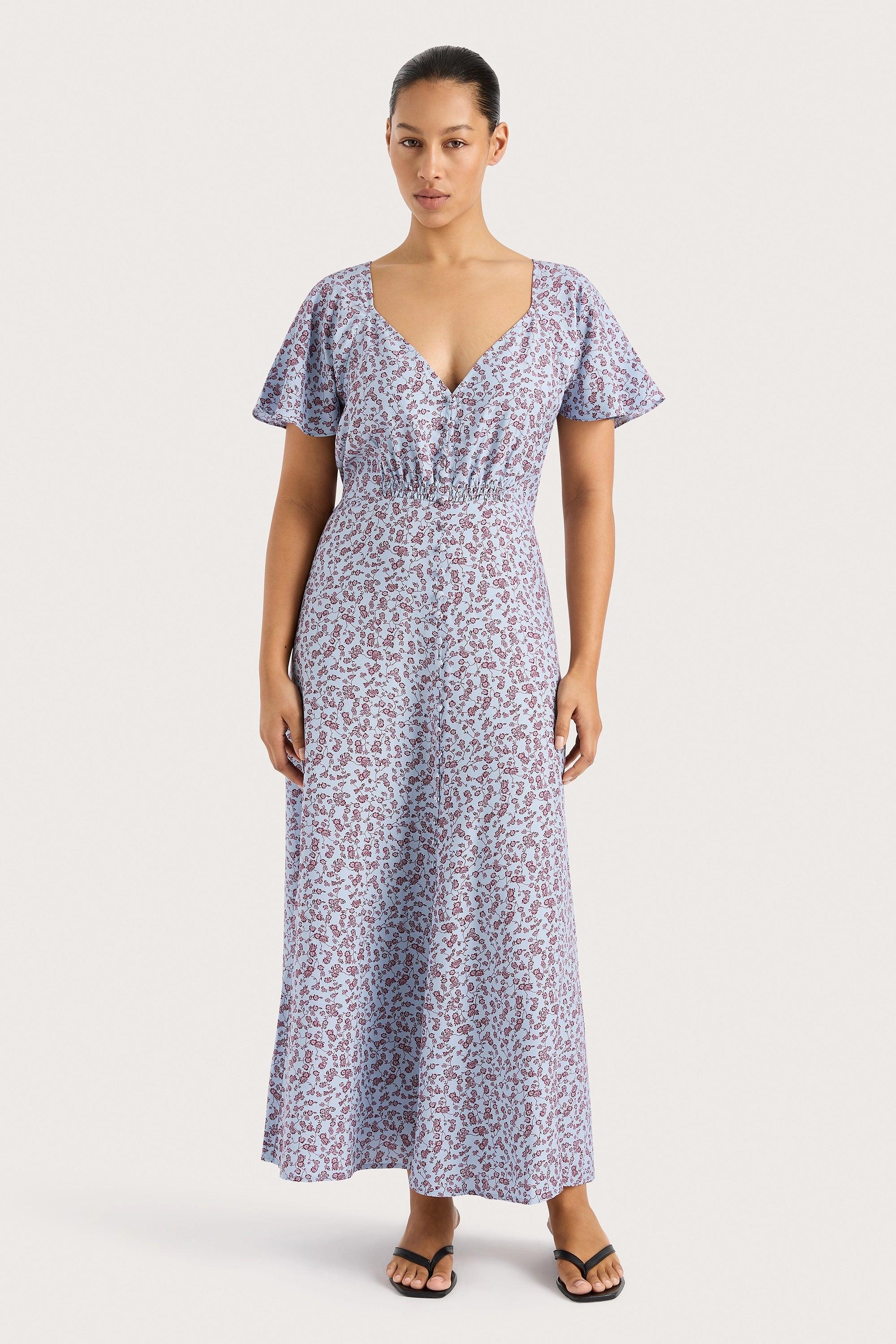 Olivia Maxi Dress Amaryllis Floral Blue Product Image