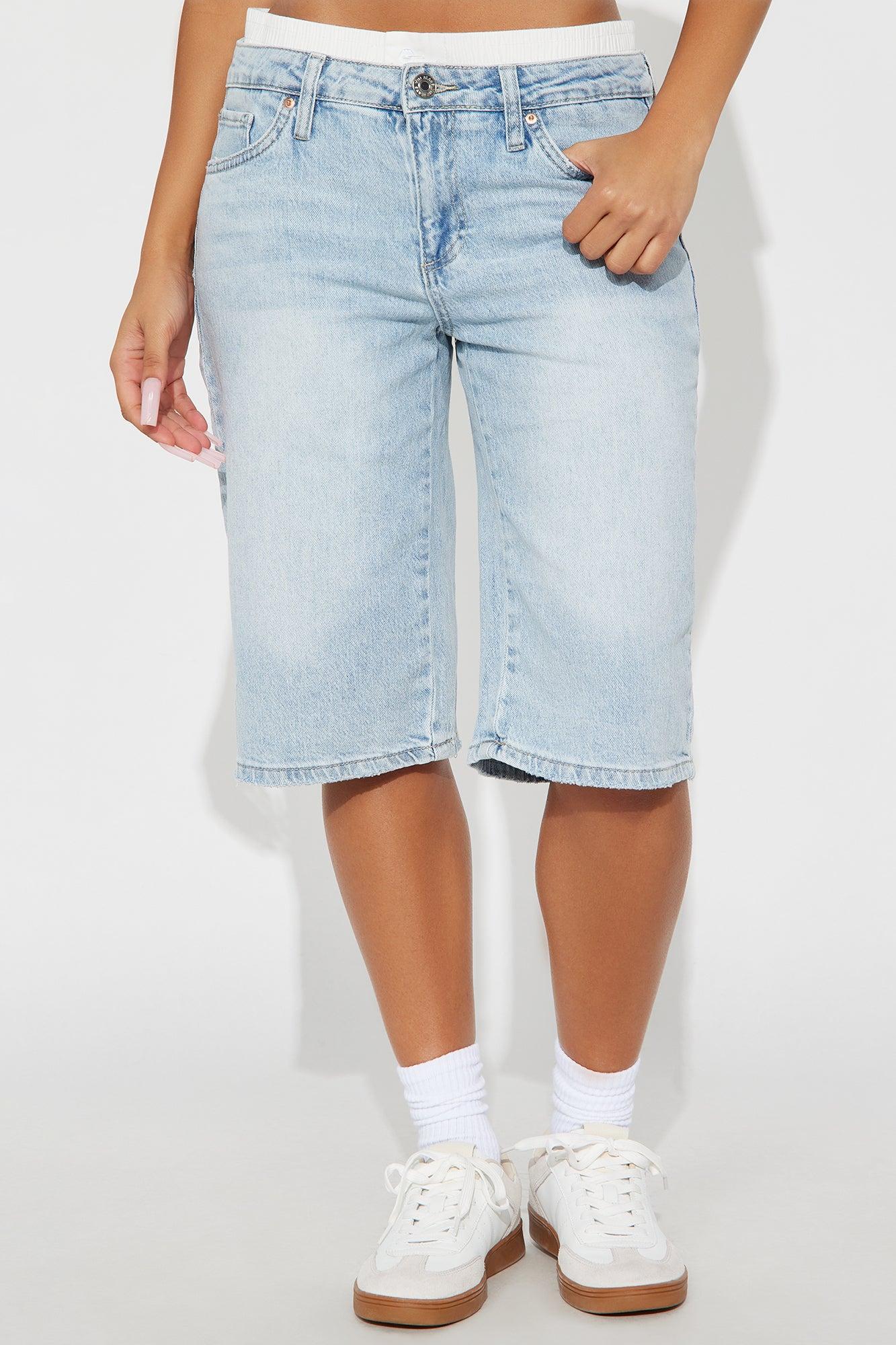 Lizzy Mid Rise Denim Bermudas - Light Wash Product Image