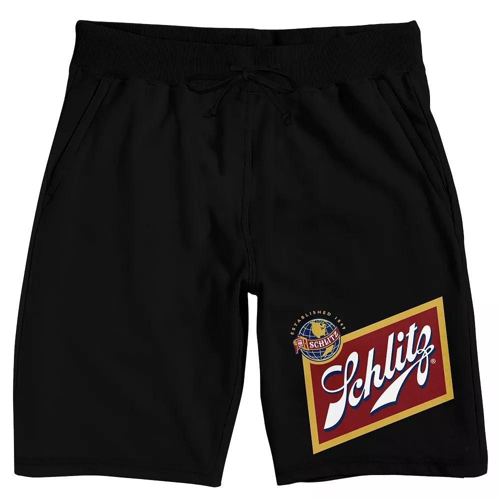 Men's Schlitz Beer Logo Pajama Shorts, Size: Small, Black Product Image