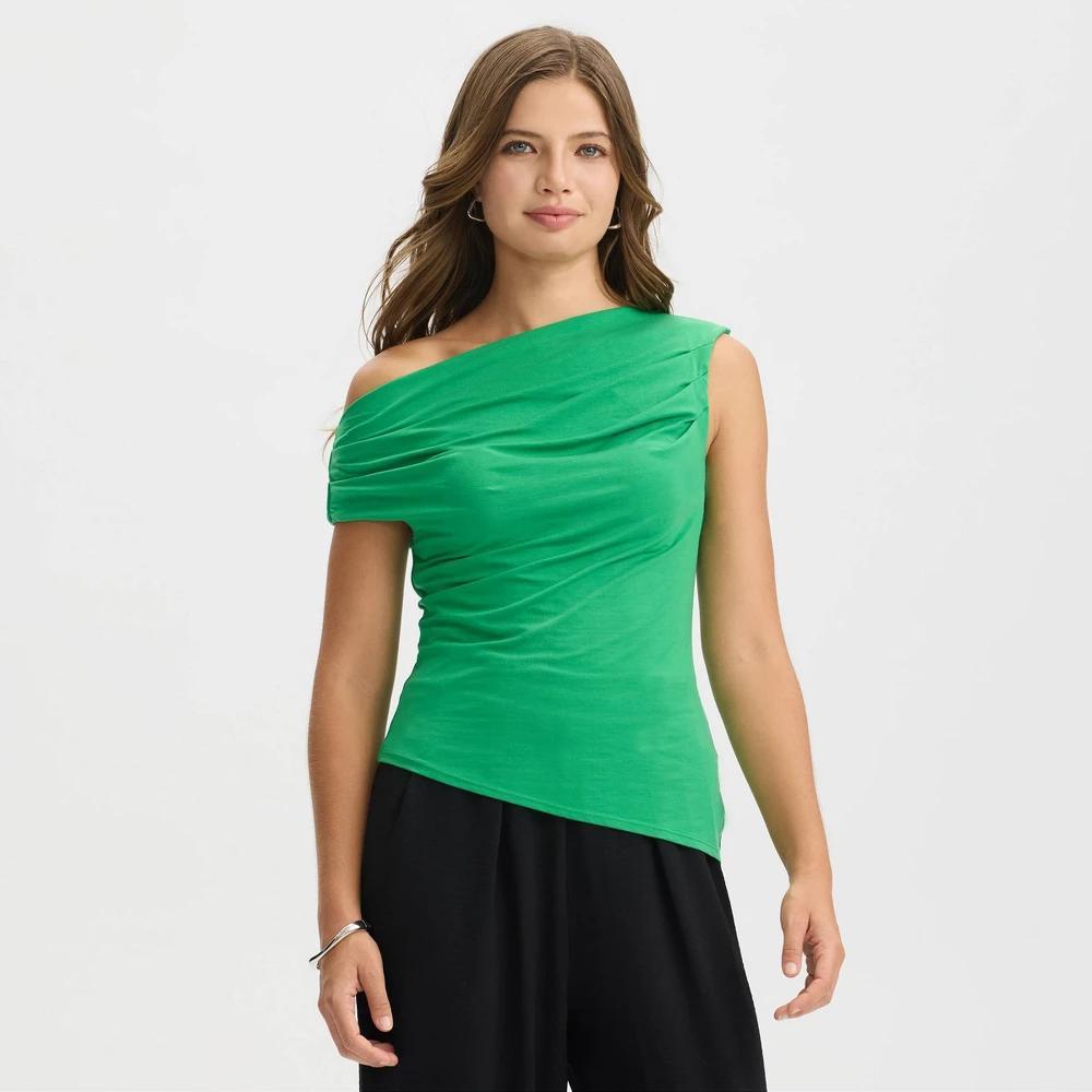 Women's Ruched Asymmetrical Top - A New Day™ Product Image