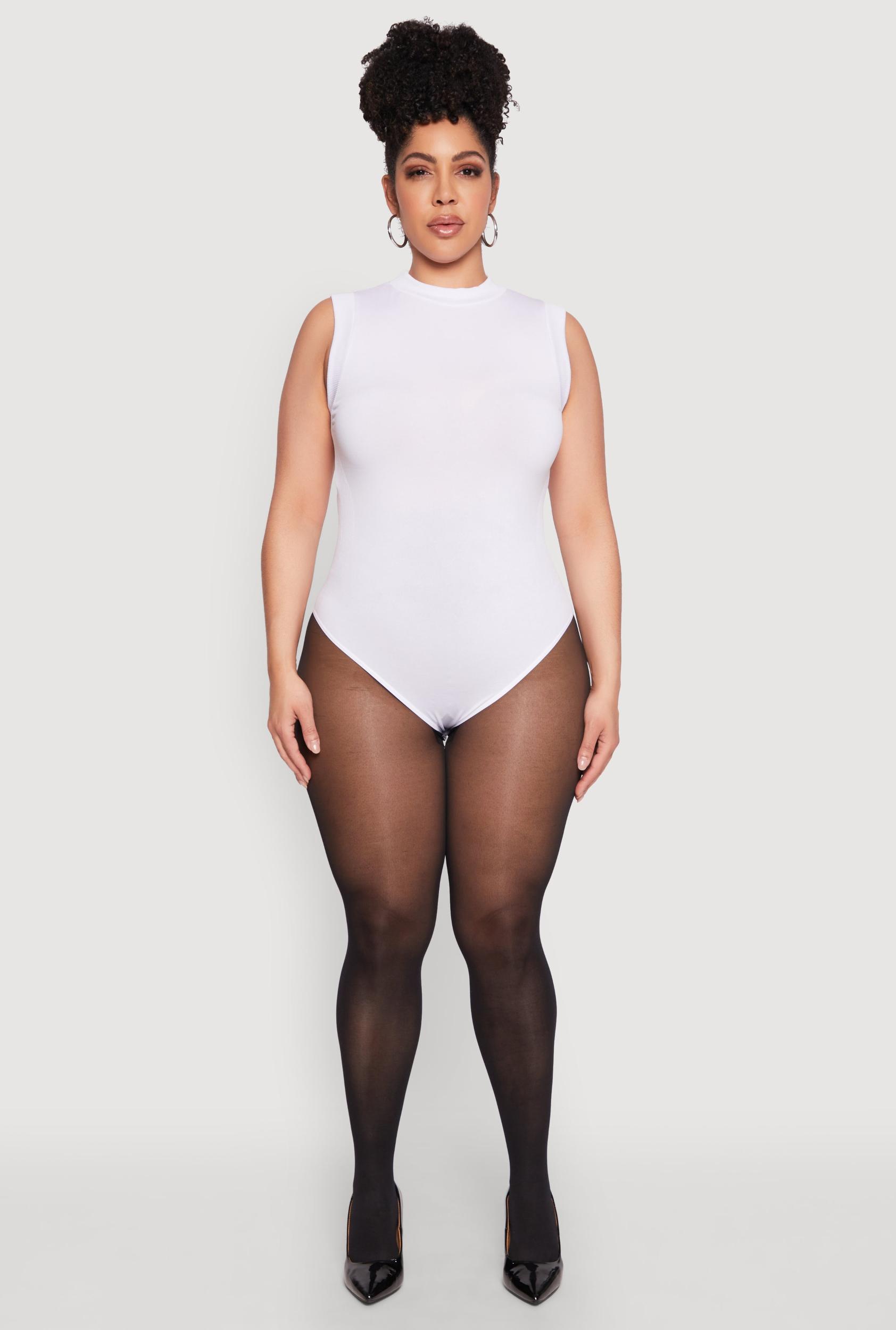Womens Plus Size Seamless Mock Neck Sleeveless Bodysuit Product Image