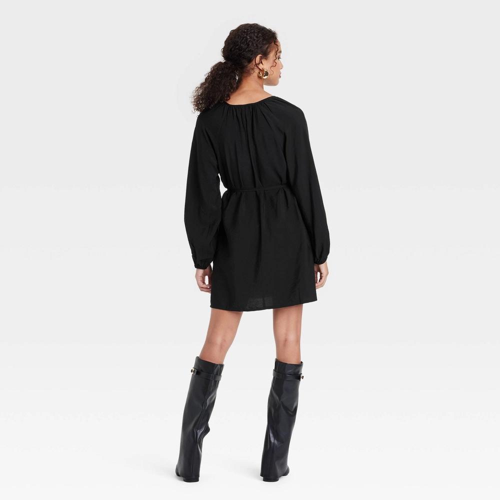 Women's Ballon Long Sleeve Belted Mini Dress - A New Day™ Product Image
