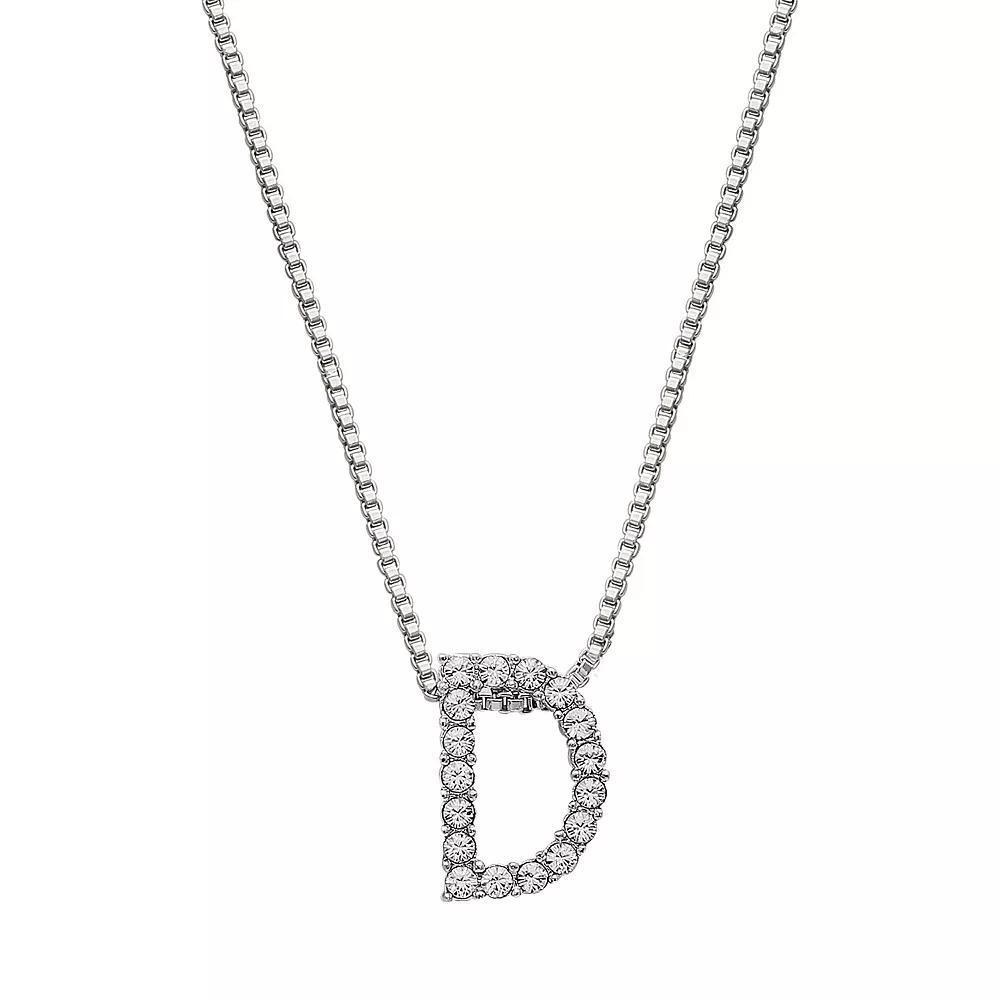 Brilliance Silver Plated Crystal Initial Pendant, Women's, Size: 18", Silver Tone G Product Image