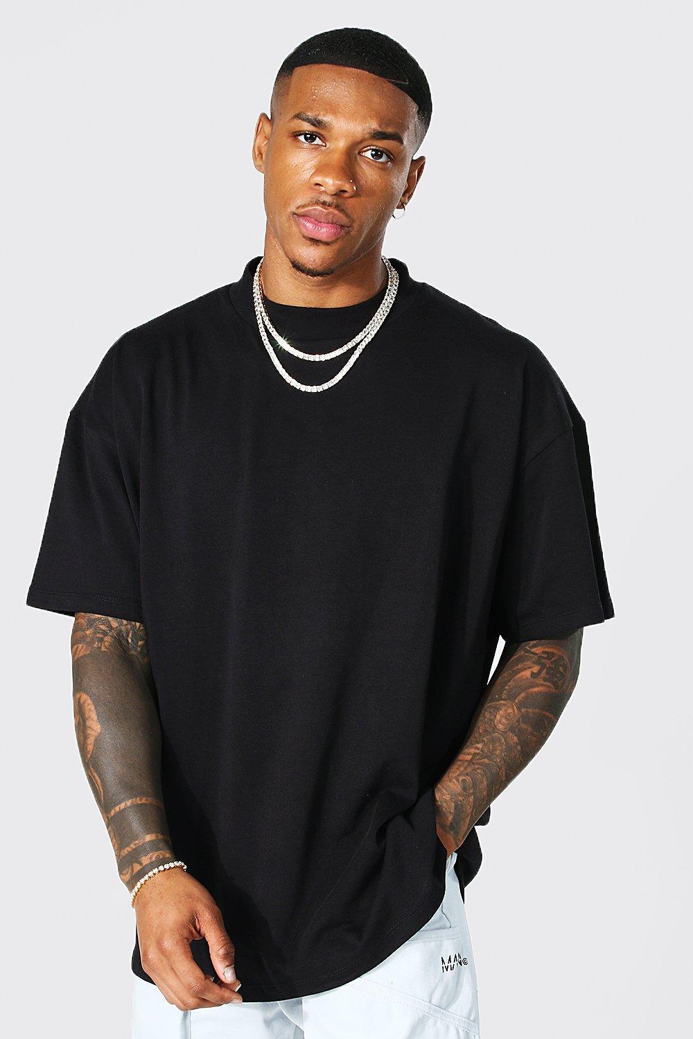 Mens Oversized Extended Neck Heavy T-shirt - Red Product Image