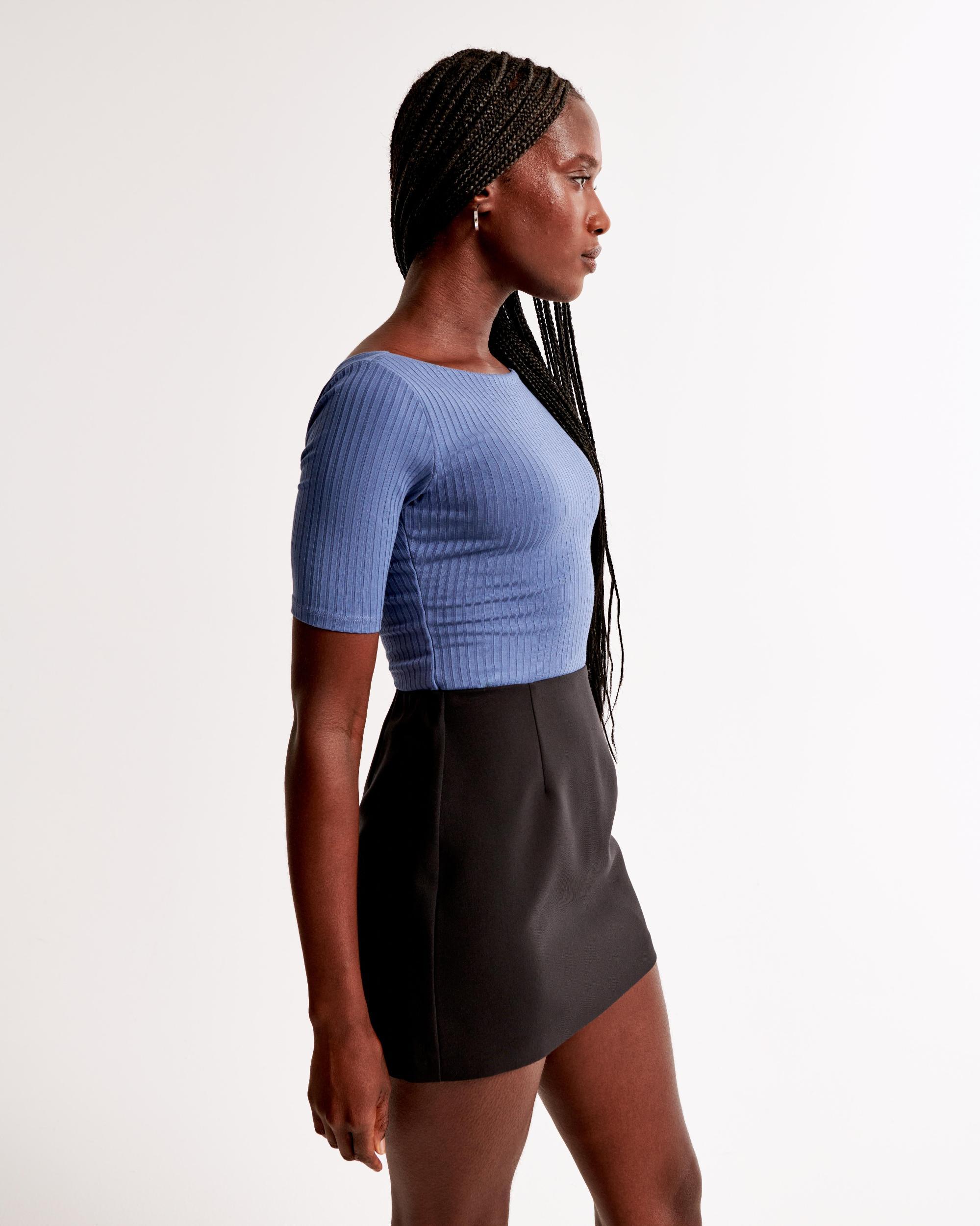 Half-Sleeve Wide Rib Boatneck Top Product Image