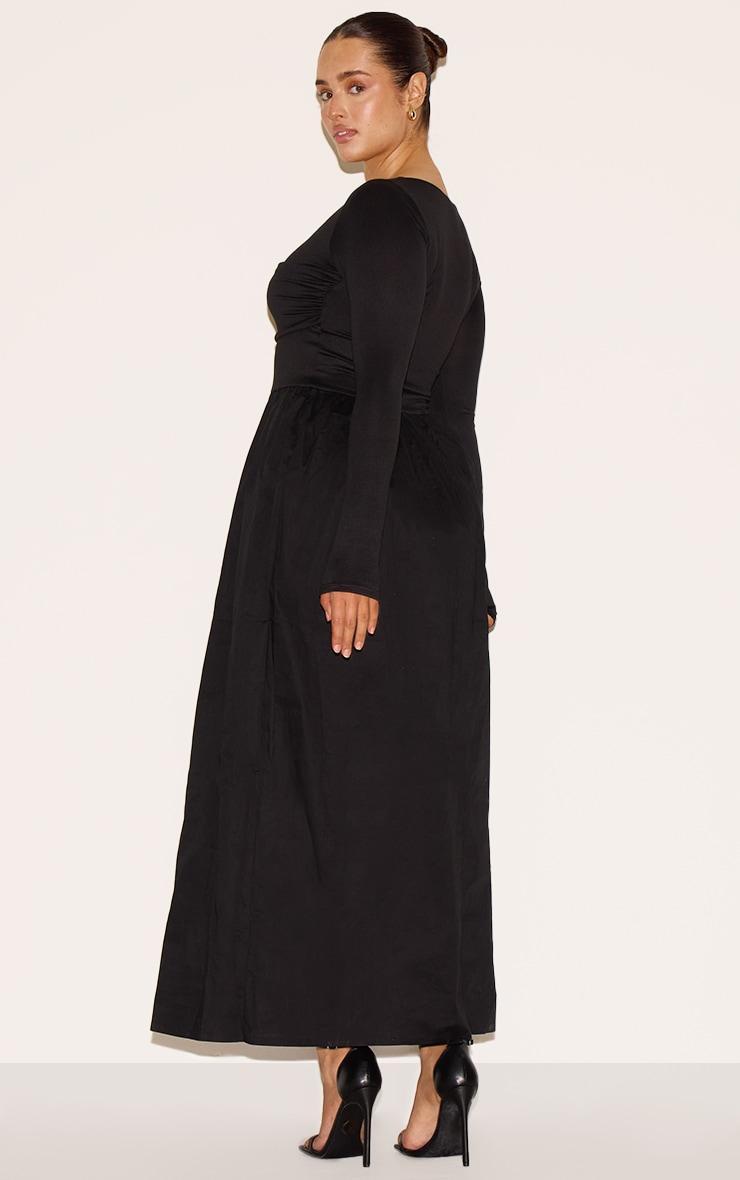 Shape Black Scoop Neck Ruched Bust Maxi Shift Dress Product Image