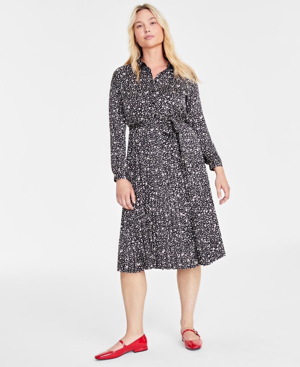 On 34th Womens Long-Sleeve Pleated Shirtdress, Created for Macys Product Image