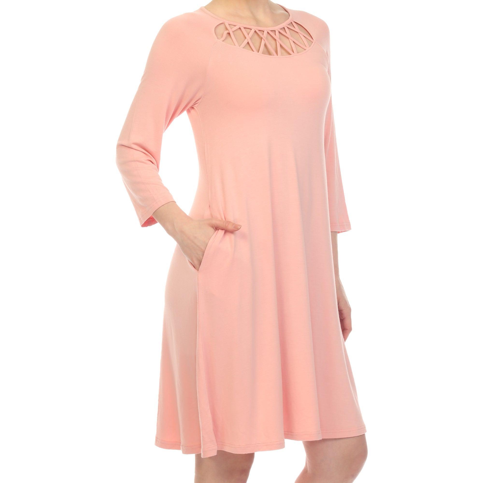 Criss Cross Neckline Swing Midi Dress Product Image