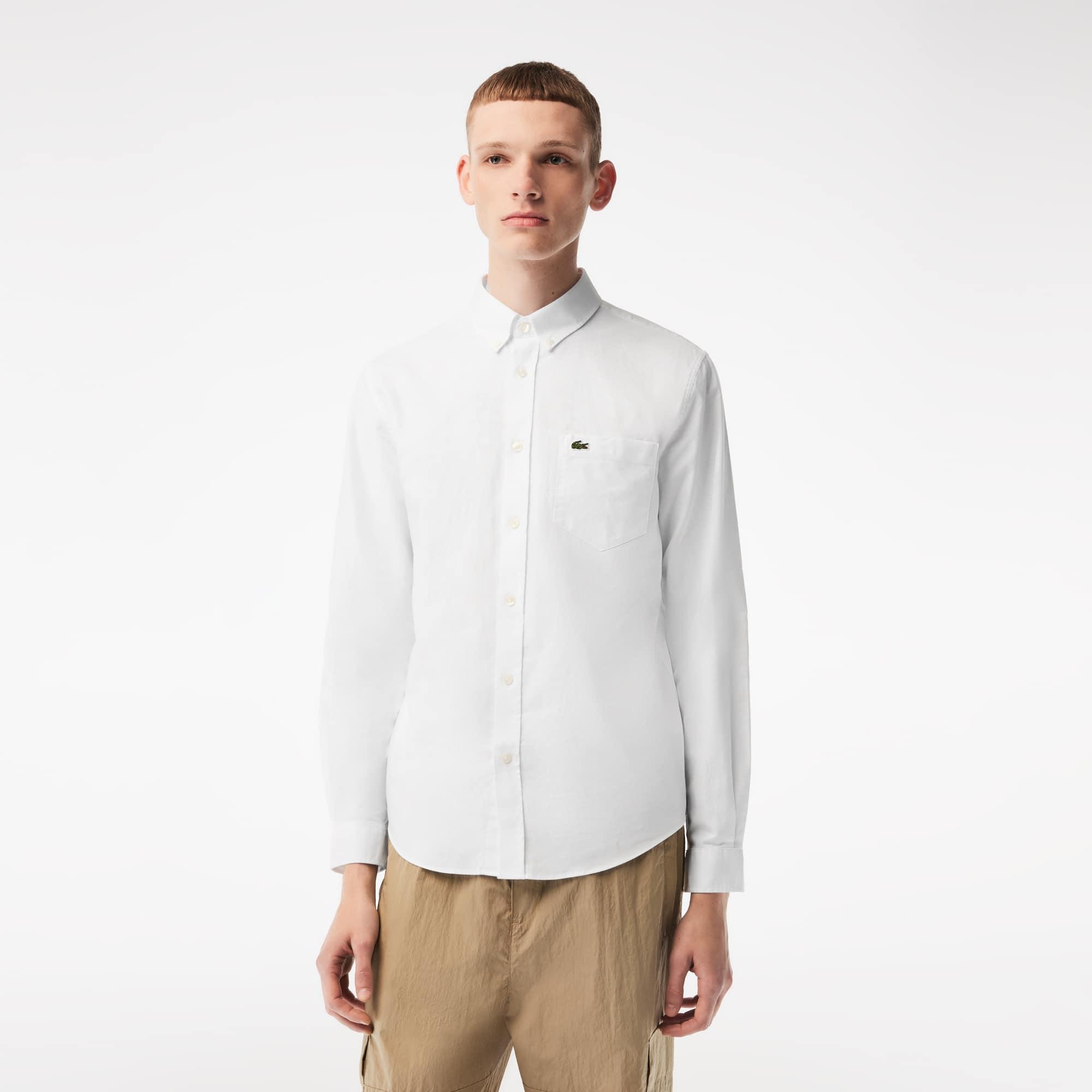 Men’s Buttoned Collar Oxford Cotton Shirt Product Image