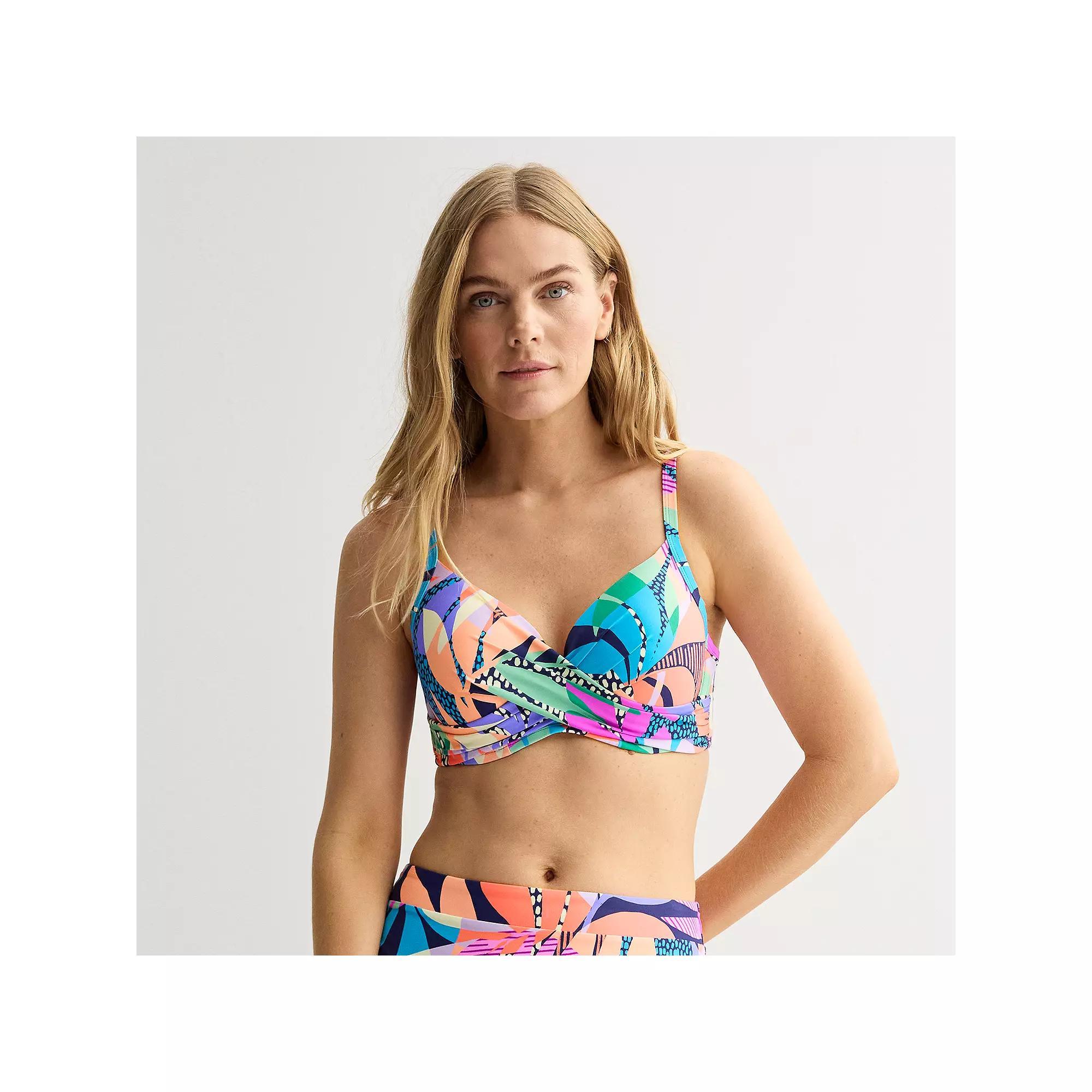 Womens Freshwater Print Molded Cup Underwire Bra Swim Top Product Image