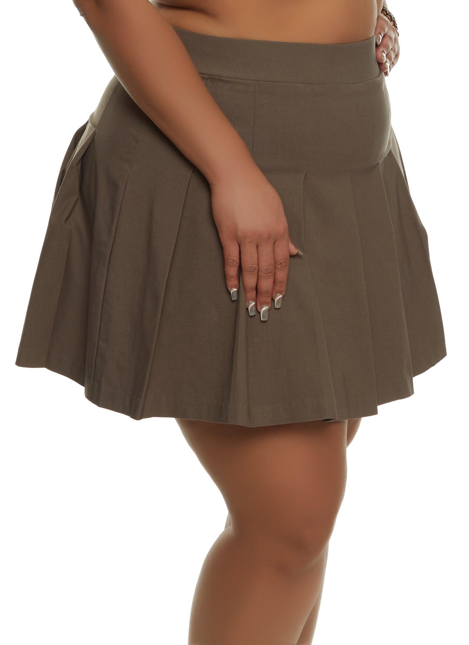 Womens Plus Size Crepe Knit Pleated Skirt Product Image
