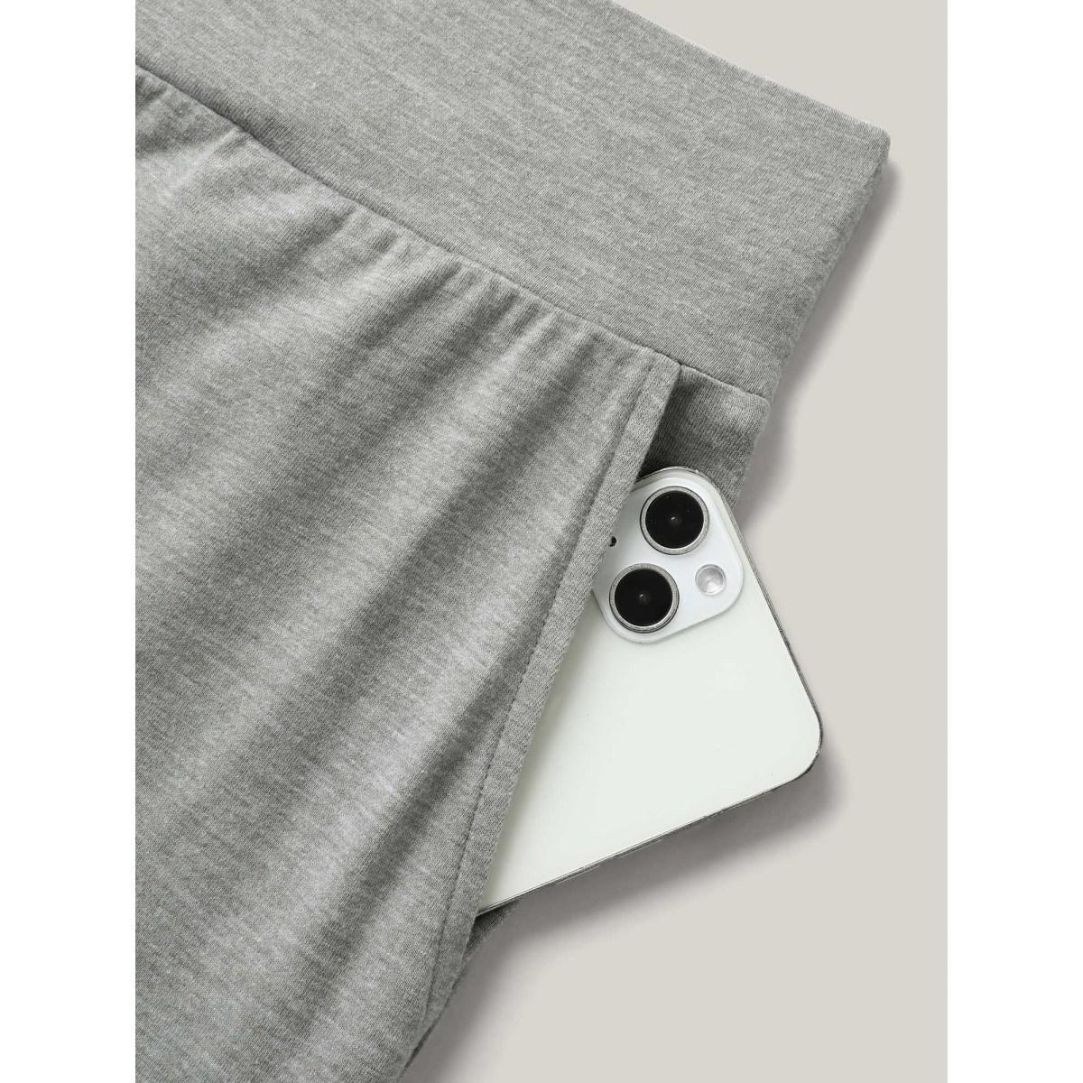 Plus Size Shirred Waist Wide Leg Pull-On Pants Women LightGray Casual Wide Leg Mid Rise Everyday Pants BloomChic 26/4X Product Image