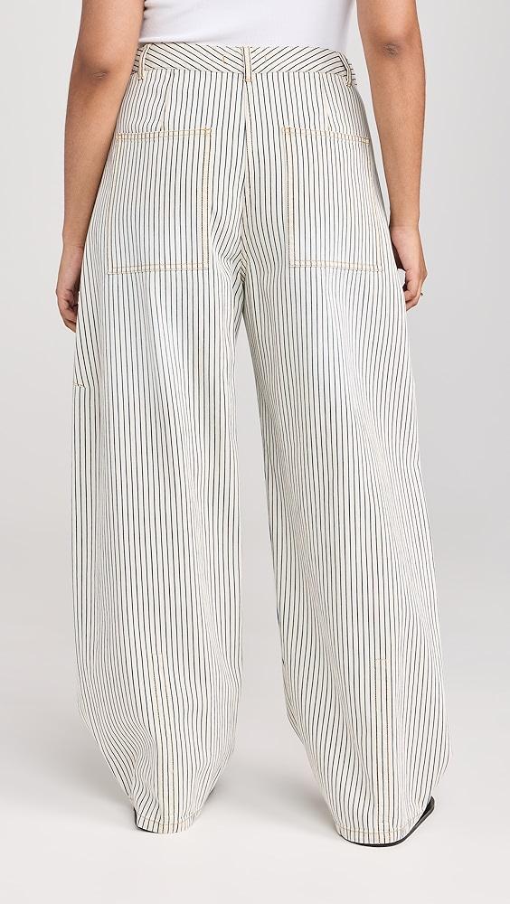 Tibi Stone Washed Striped Denim Sid Jeans | Shopbop Product Image