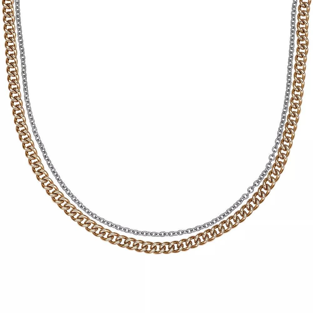 LYNX Stainless Steel Multistrand Layered Chain Necklace, Women's, Size: 22", Gold Tone Product Image