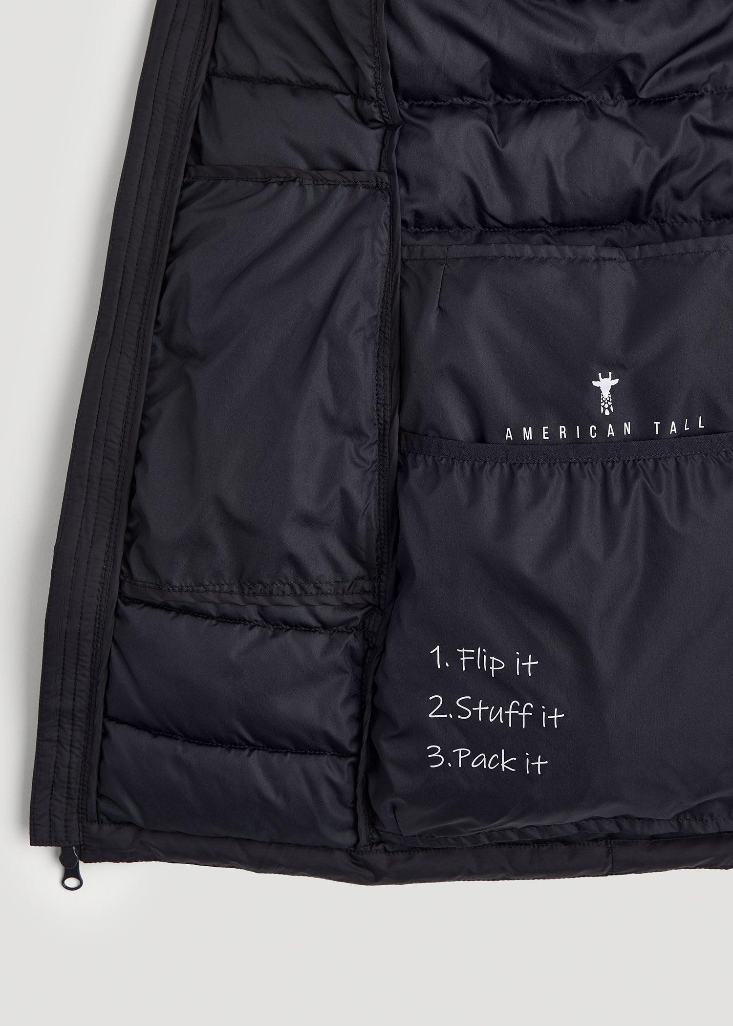 Packable Puffer Jacket for Tall Women in Black Product Image