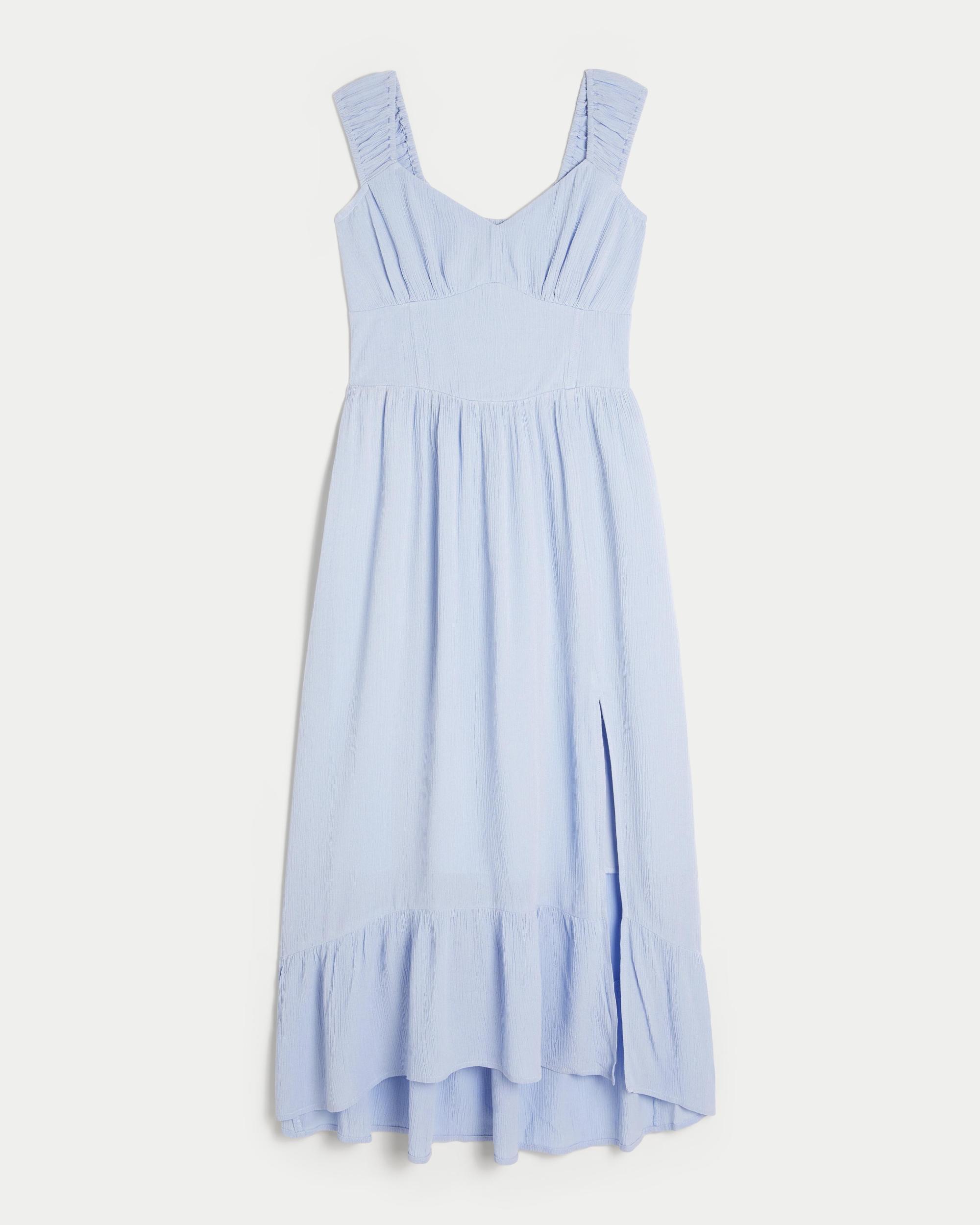 High-Low Hem Twist-Bust Midi Dress Product Image