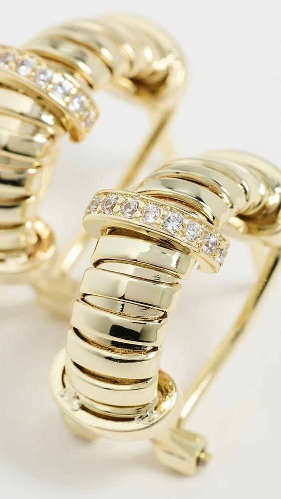 By Adina Eden Pave Accented Wide Open Hoop Earrings | Shopbop Product Image