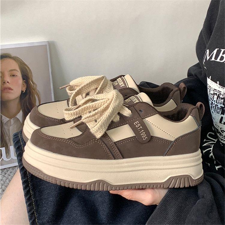 Two Tone Lettering Platform Sneakers Product Image
