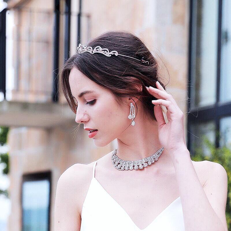 "Anya" - Rhinestone Bridal Tiara - Available in Silver, Rose Gold and Yellow Gold Product Image