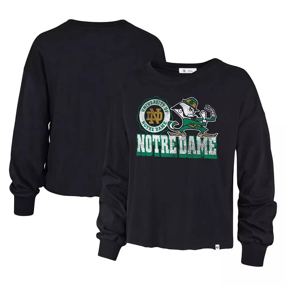 Women's '47 Navy Notre Dame Fighting Irish Bottom Line Parkway Long Sleeve T-Shirt, Size: Small, Blue Product Image