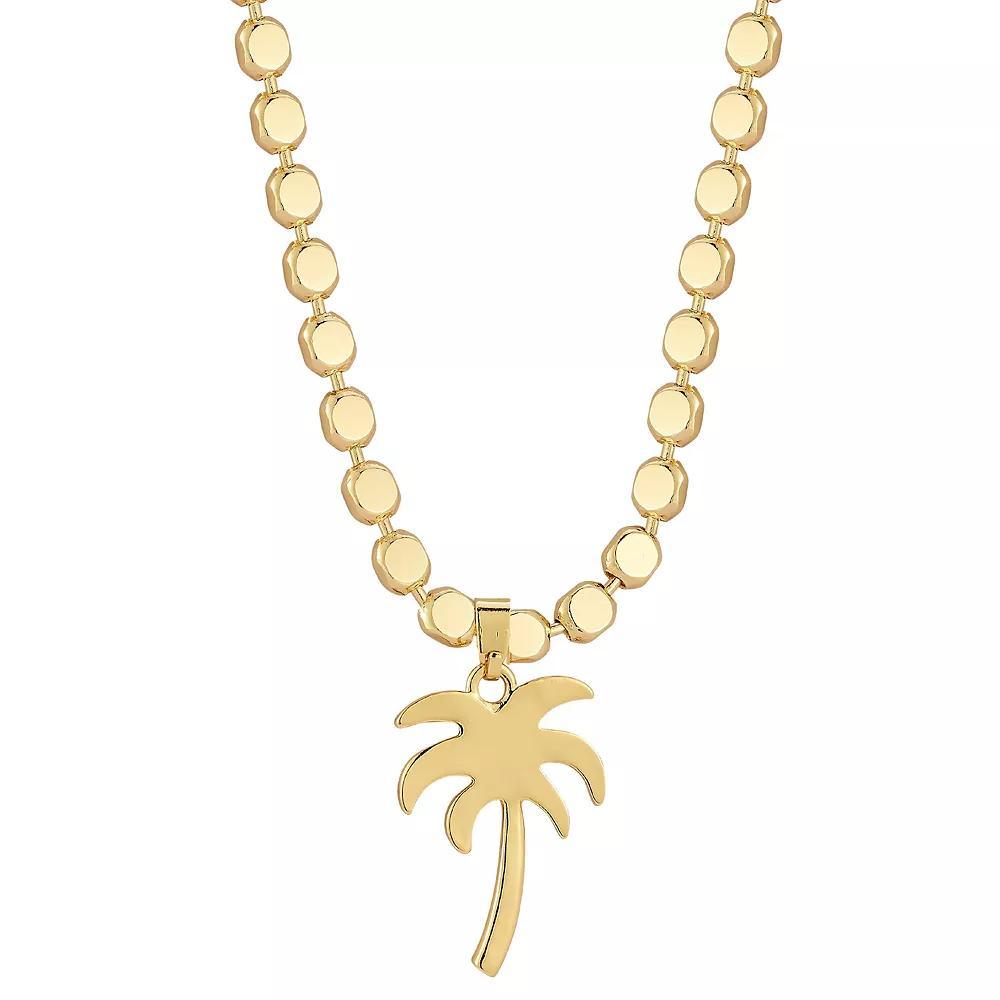 Palm Tree Pendant Necklace, Women's, Size: 17", Gold Tone Product Image