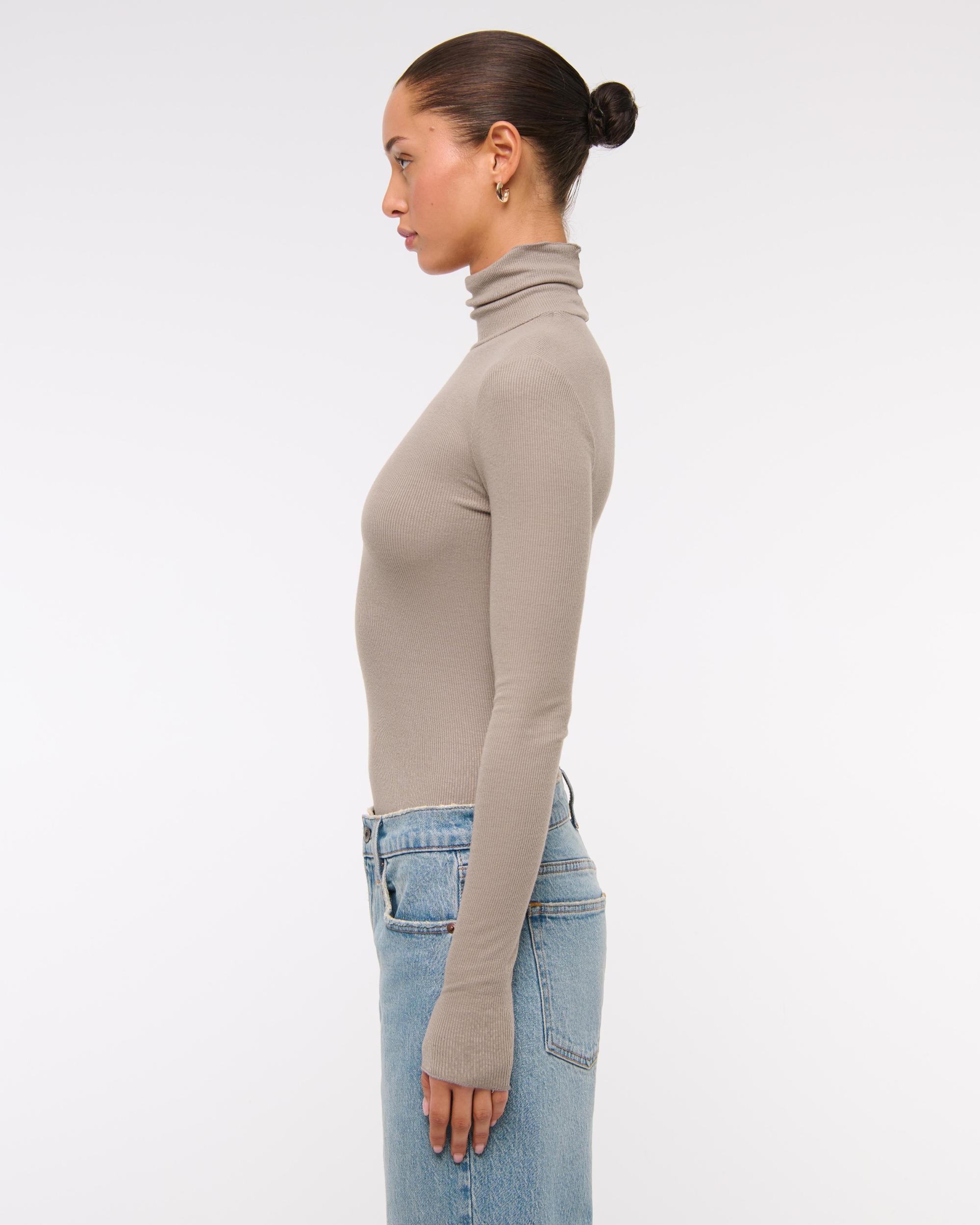 Long-Sleeve Featherweight Rib Tuckable Mockneck Top Product Image