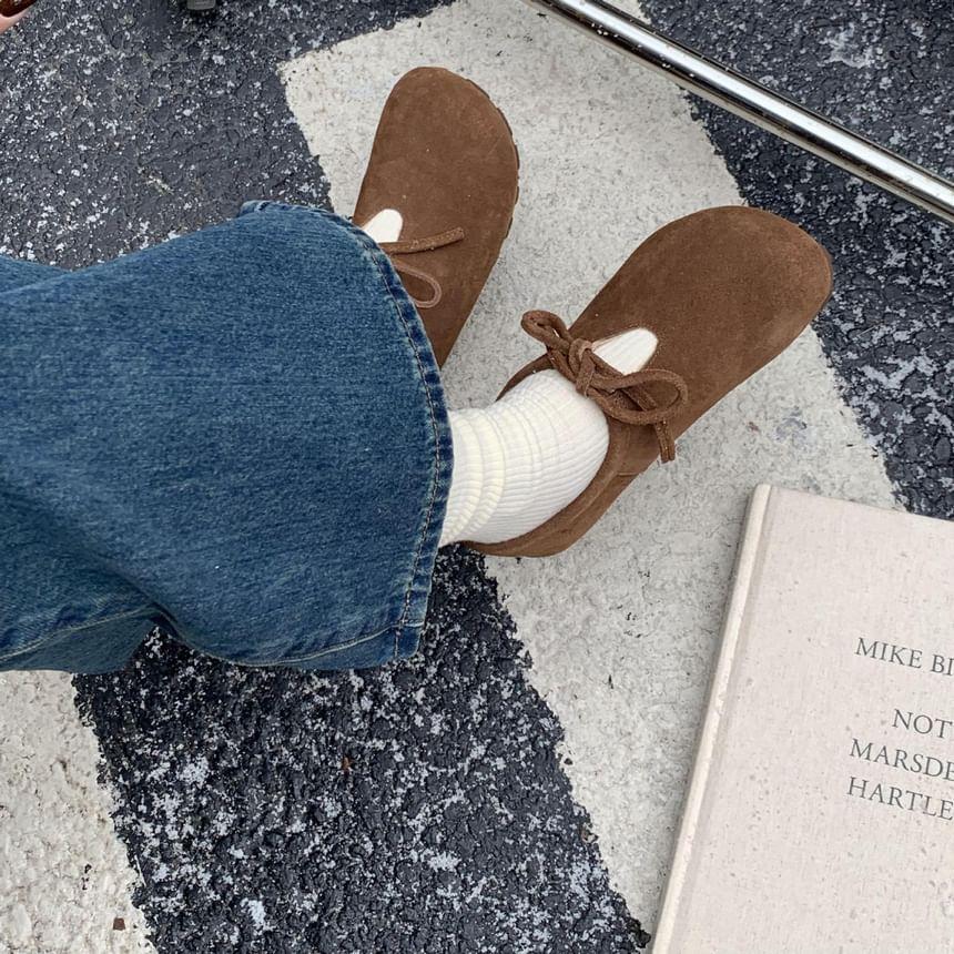 Plain Fleece-Lined Lace-Up Flats Product Image