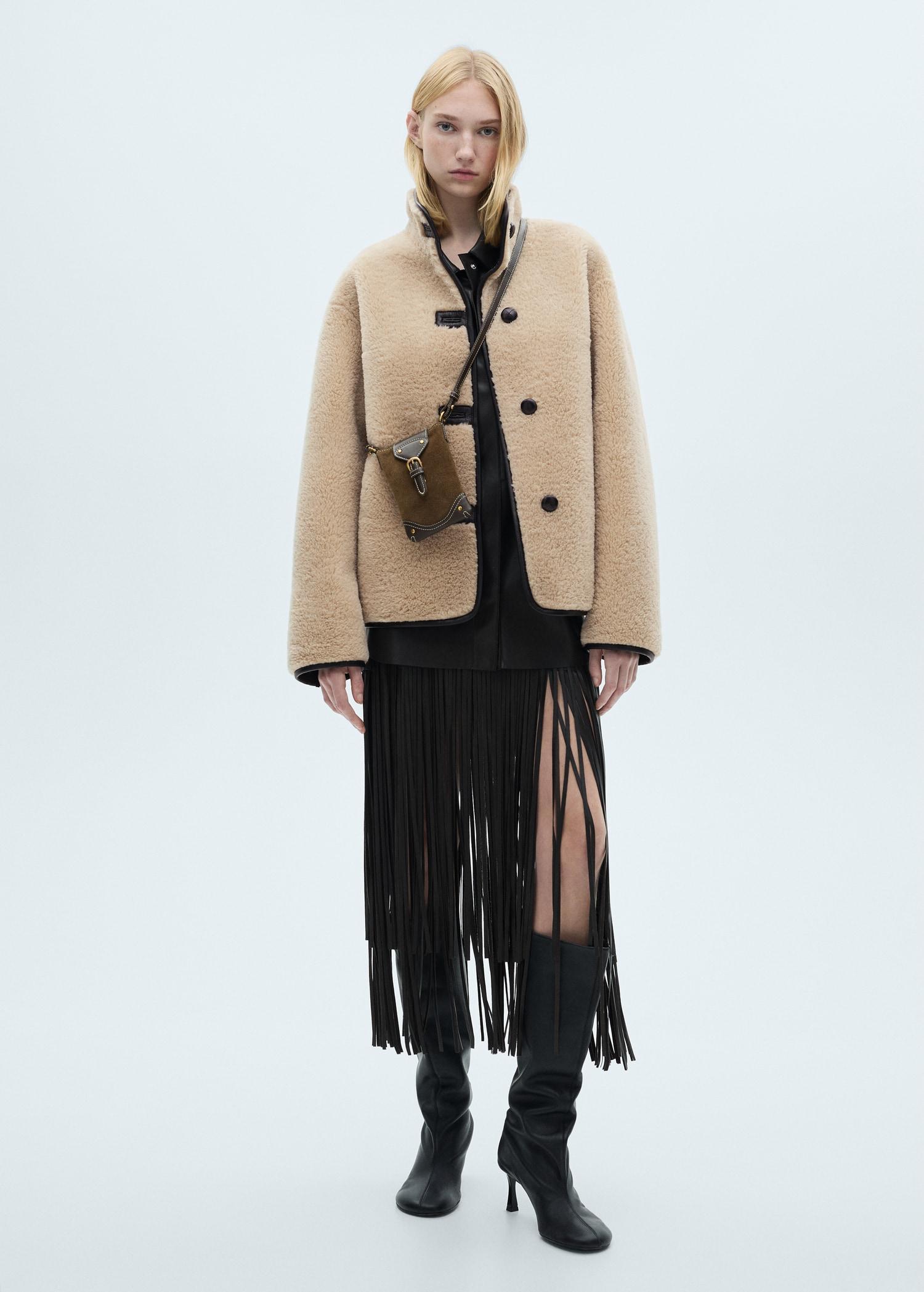 Short fur effect coat - Women | MANGO USA Product Image