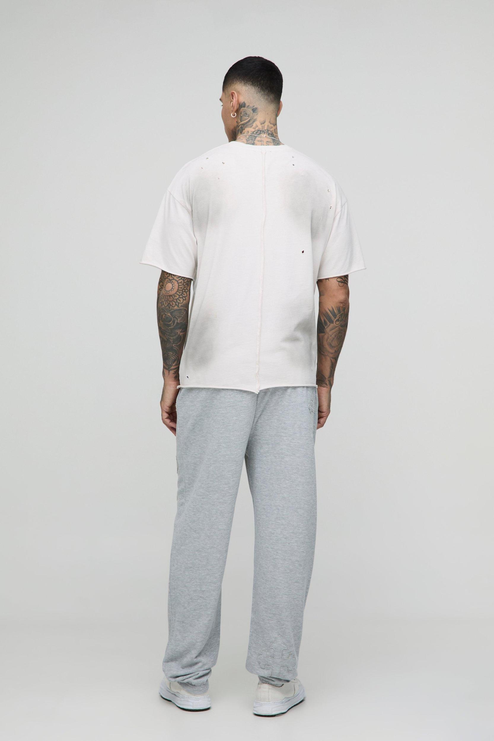 Tall Cross Applique Rope Drawcord Oversized Loopback Jogger | boohooMAN USA Product Image