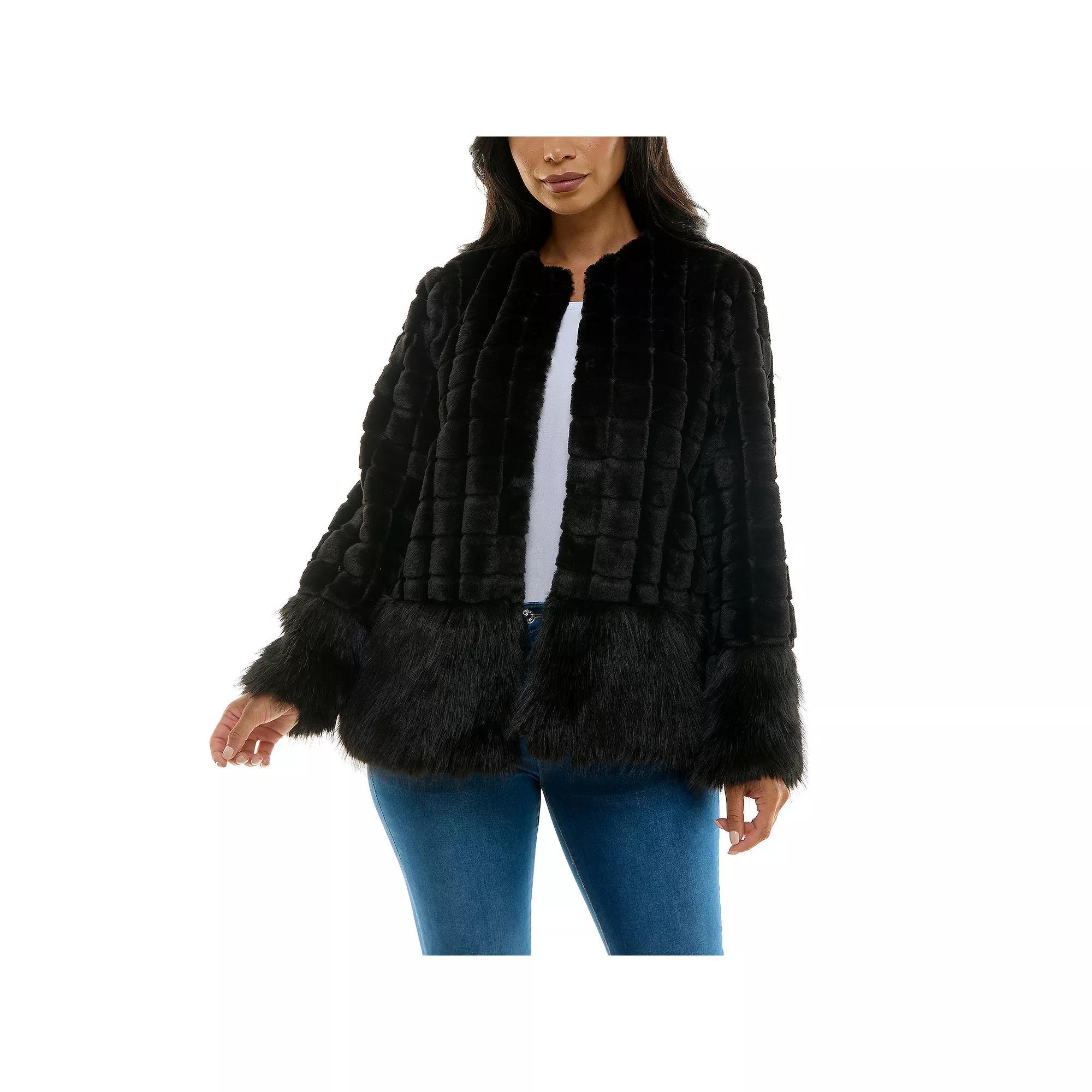 Women's Nina Leonard Mixed Stripe Faux Fur Bolero, Size: Small, Ivory Product Image
