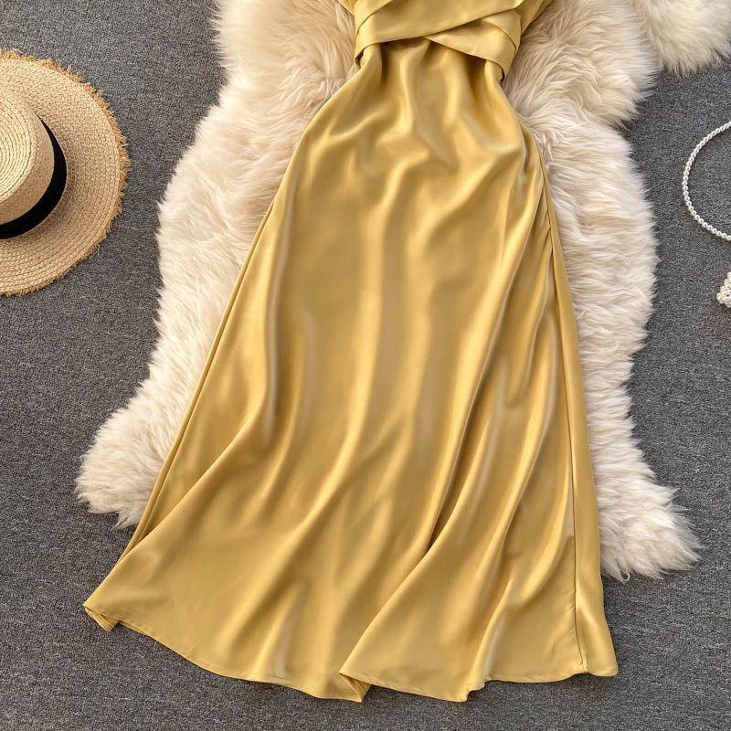 Spaghetti-Strap Cowl-Neck Midi A-Line Dress Product Image