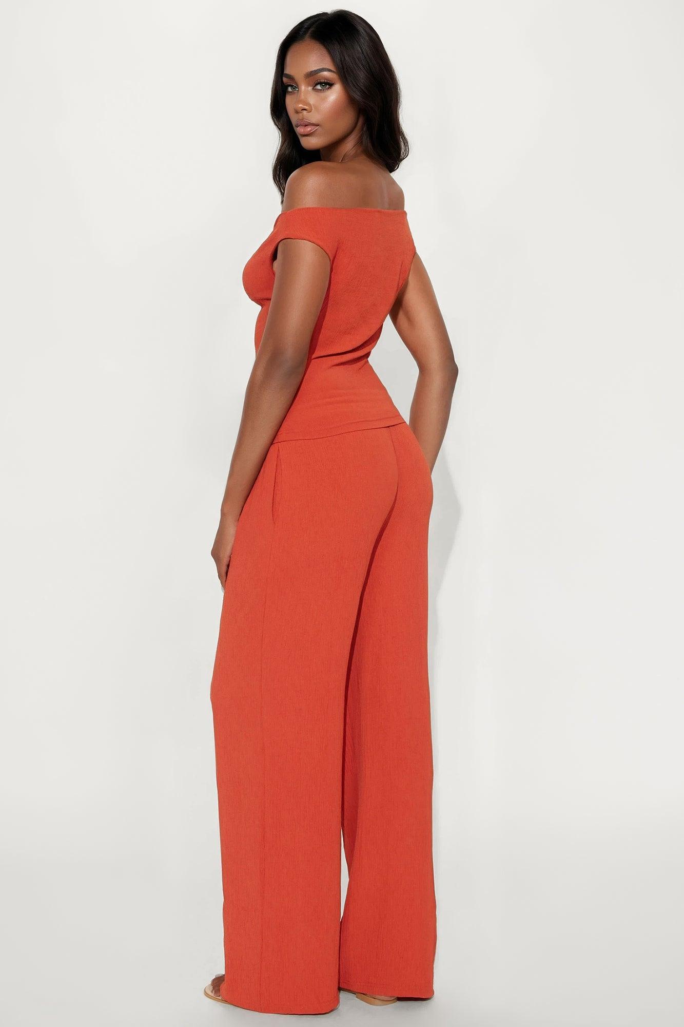 Ana Off Shoulder Pant Set - Rust Product Image