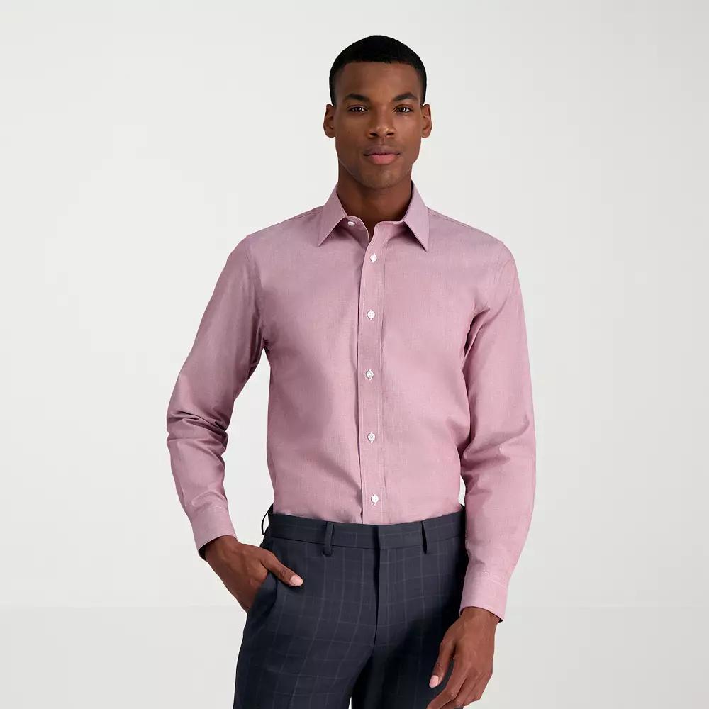 Mens Haggar Premium Comfort Slim Fit Dress Shirt Red Texture Product Image